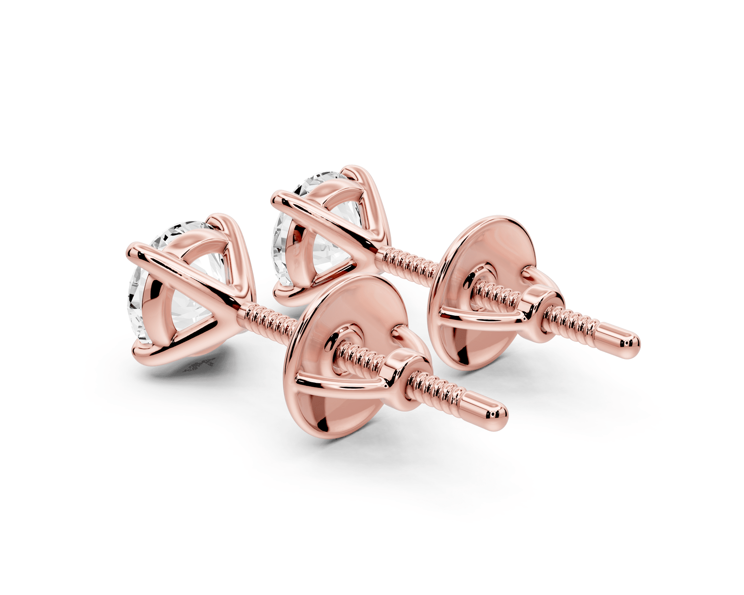 Aura - 1ct 14k rose gold Round - Cut Diamond Stud Earrings - Mr. Alex Jewelry