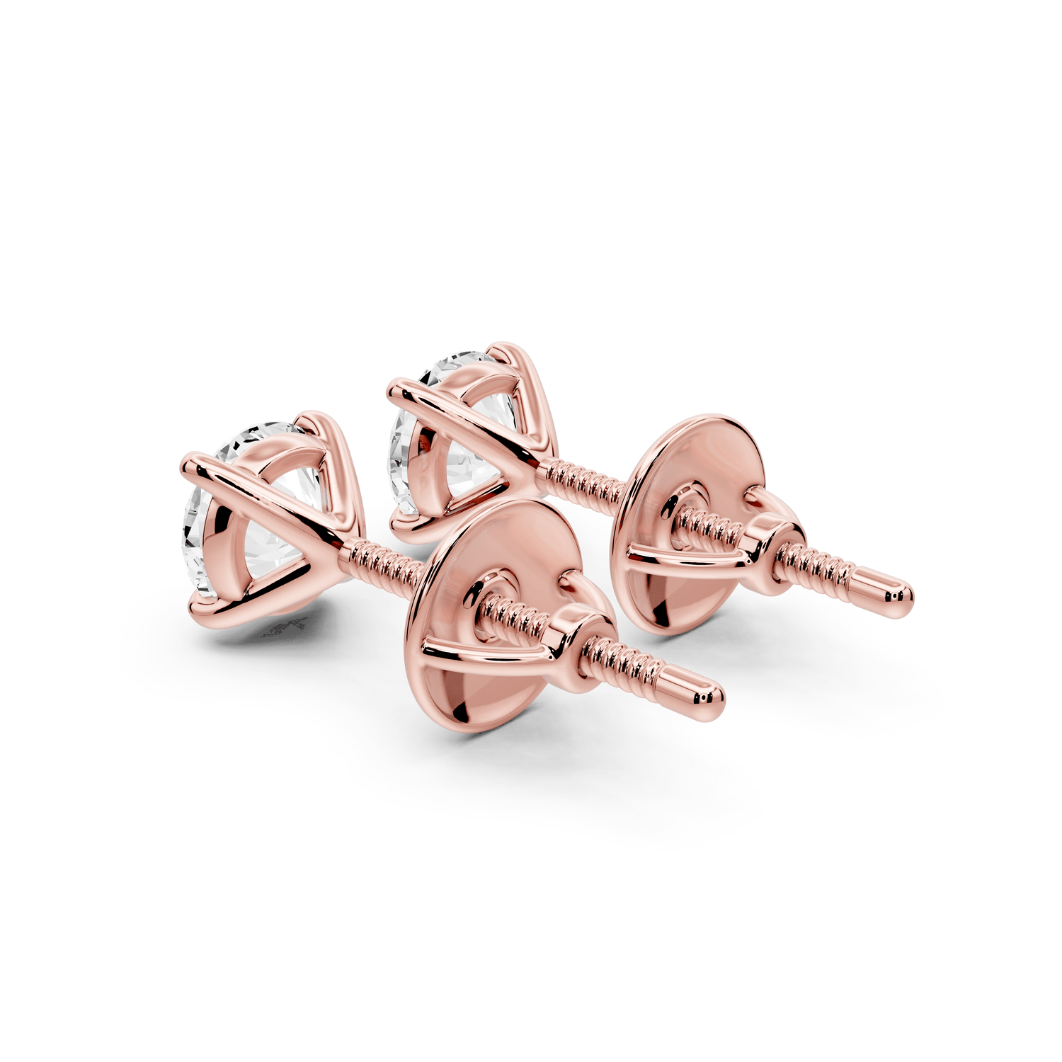 Aura - 1ct 14k rose gold Round - Cut Diamond Stud Earrings - Mr. Alex Jewelry