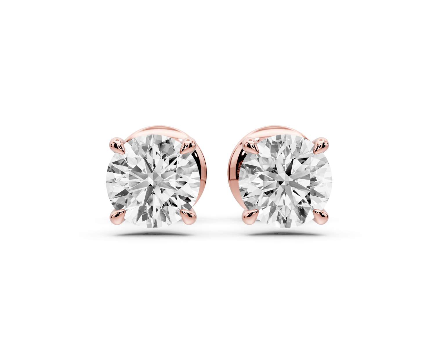 Aura - 1ct 14k rose gold Round - Cut Diamond Stud Earrings - Mr. Alex Jewelry