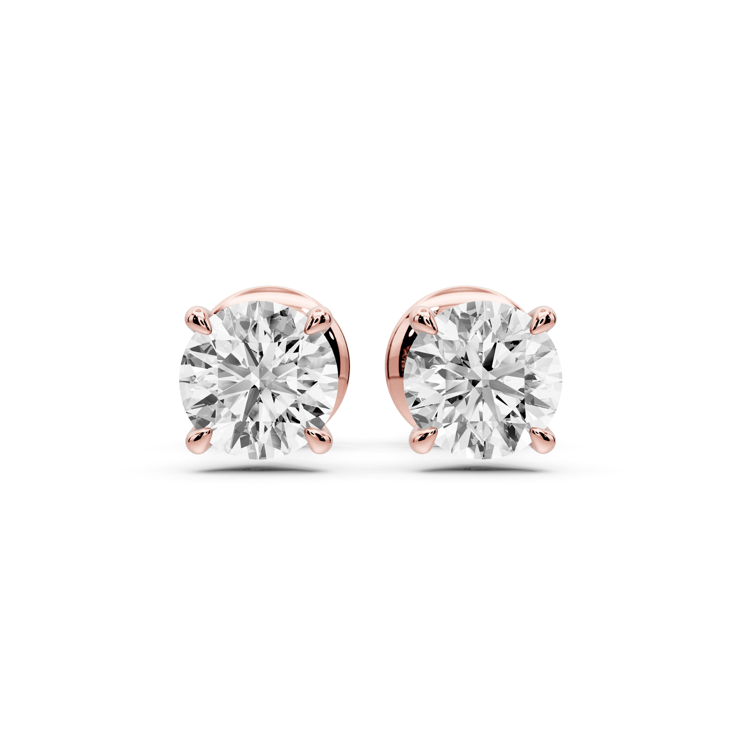 Aura - 1ct 14k rose gold Round - Cut Diamond Stud Earrings - Mr. Alex Jewelry