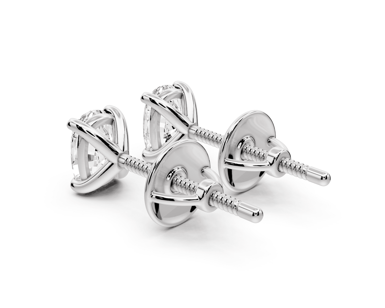 Aura - 1ct 14k white gold Elgcushion - Cut Diamond Stud Earrings - Mr. Alex Jewelry