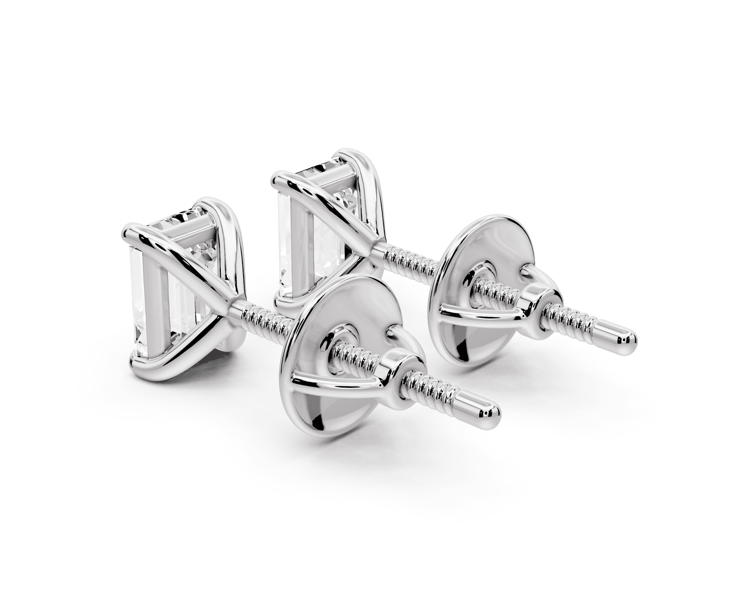 Aura - 1ct 14k white gold Emerald - Cut Diamond Stud Earrings - Mr. Alex Jewelry