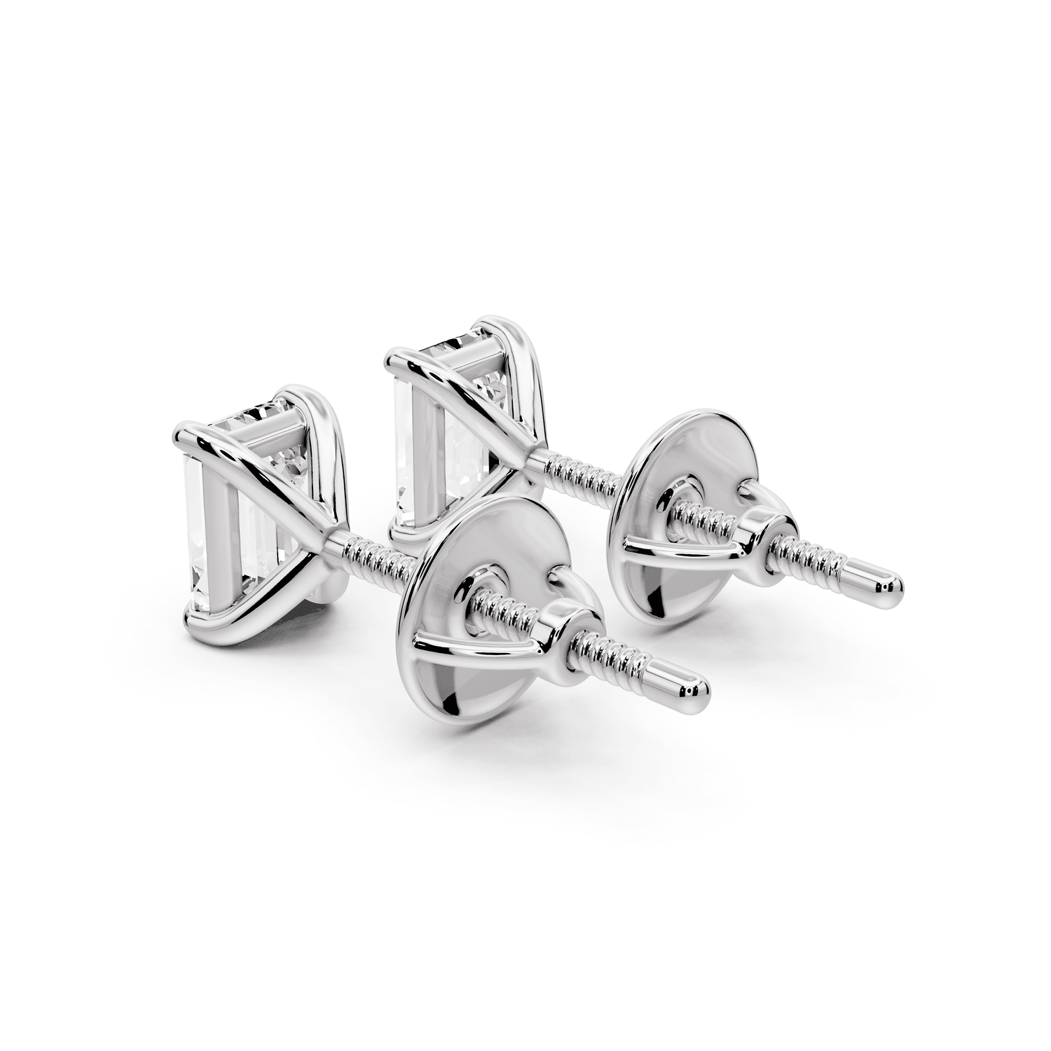 Aura - 1ct 14k white gold Emerald - Cut Diamond Stud Earrings - Mr. Alex Jewelry