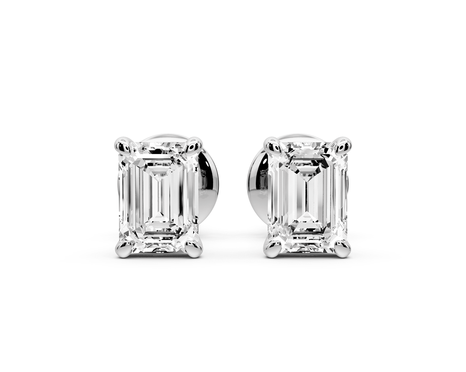 Aura - 1ct 14k white gold Emerald - Cut Diamond Stud Earrings - Mr. Alex Jewelry