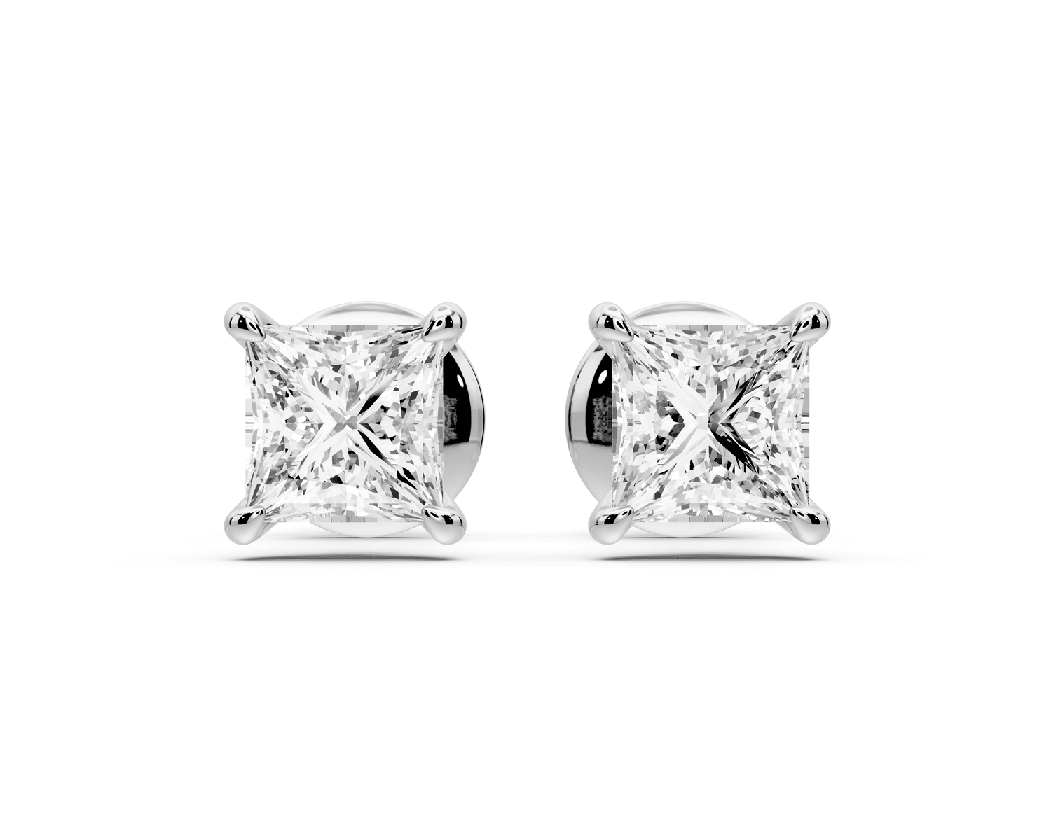 Aura - 1ct 14k white gold Princess - Cut Diamond Stud Earrings - Mr. Alex Jewelry