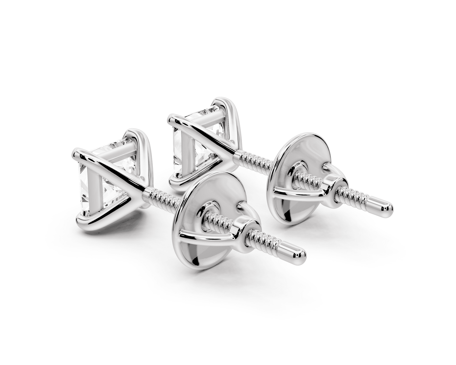 Aura - 1ct 14k white gold Princess - Cut Diamond Stud Earrings - Mr. Alex Jewelry