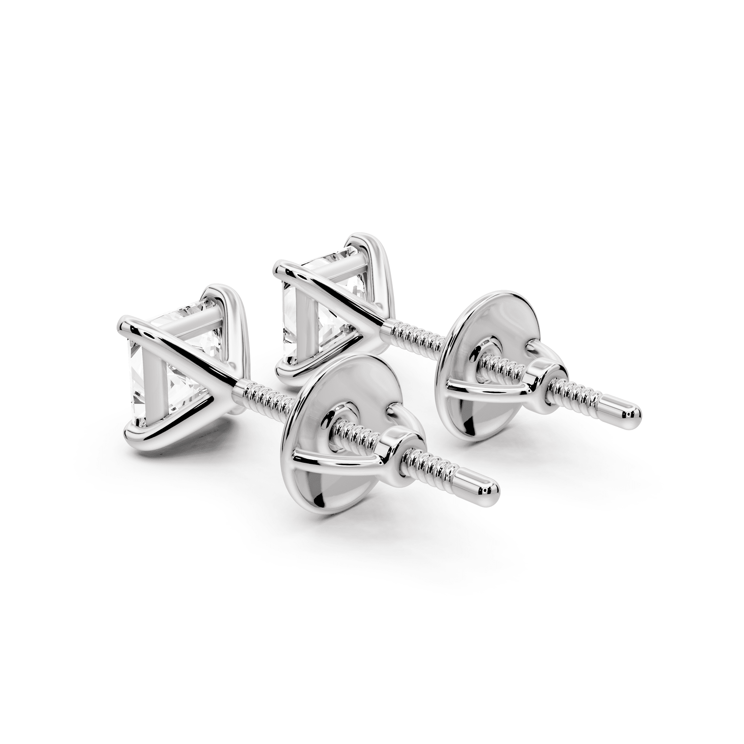 Aura - 1ct 14k white gold Princess - Cut Diamond Stud Earrings - Mr. Alex Jewelry