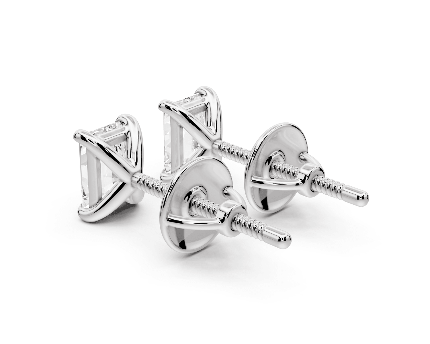 Aura - 1ct 14k white gold Radiant - Cut Diamond Stud Earrings - Mr. Alex Jewelry
