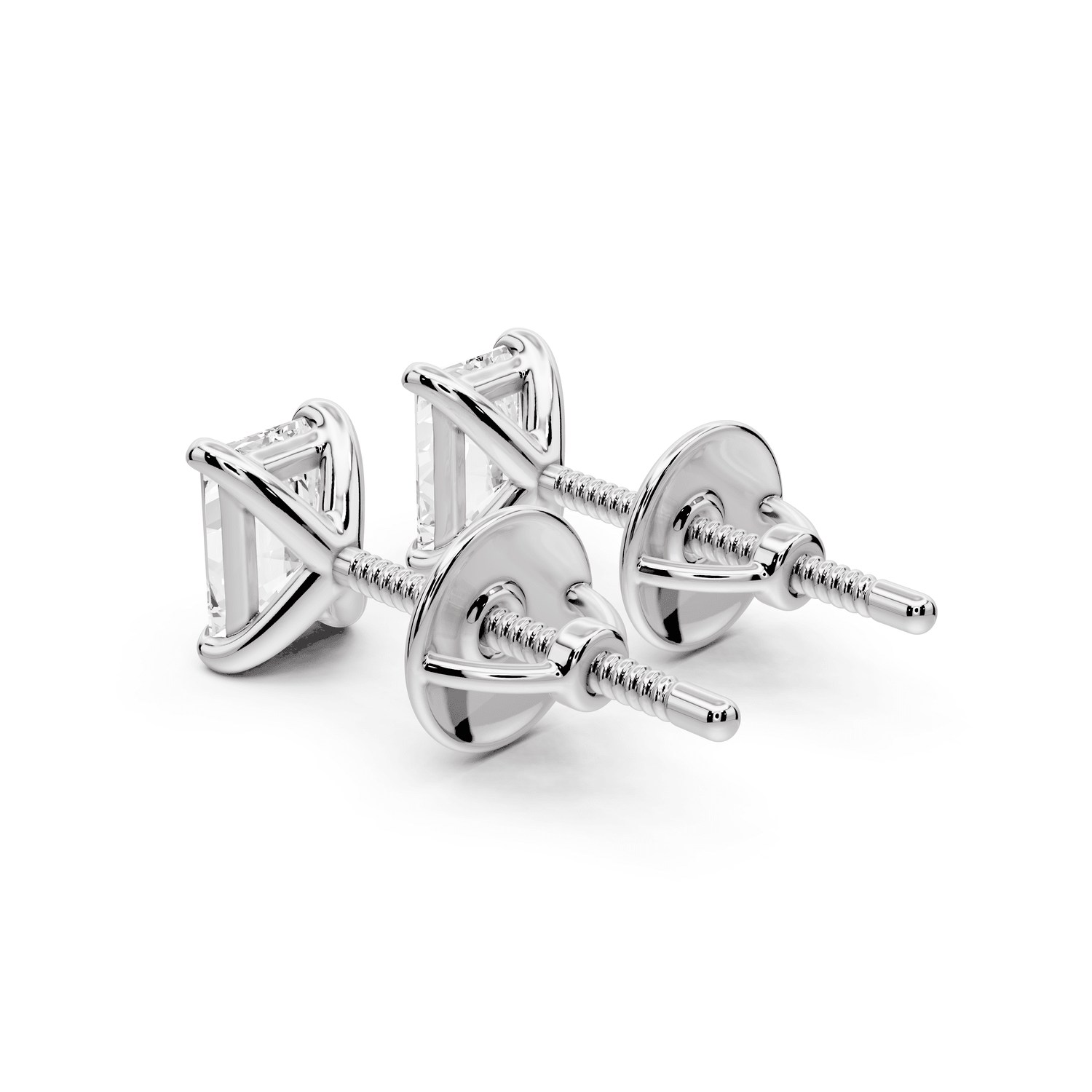 Aura - 1ct 14k white gold Radiant - Cut Diamond Stud Earrings - Mr. Alex Jewelry