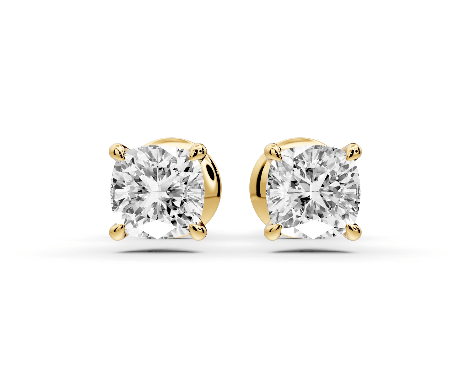 Aura - 1ct 14k yellow gold Cushion - Cut Diamond Stud Earrings - Mr. Alex Jewelry