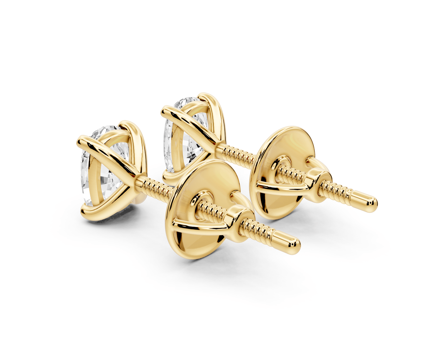 Aura - 1ct 14k yellow gold Elgcushion - Cut Diamond Stud Earrings - Mr. Alex Jewelry