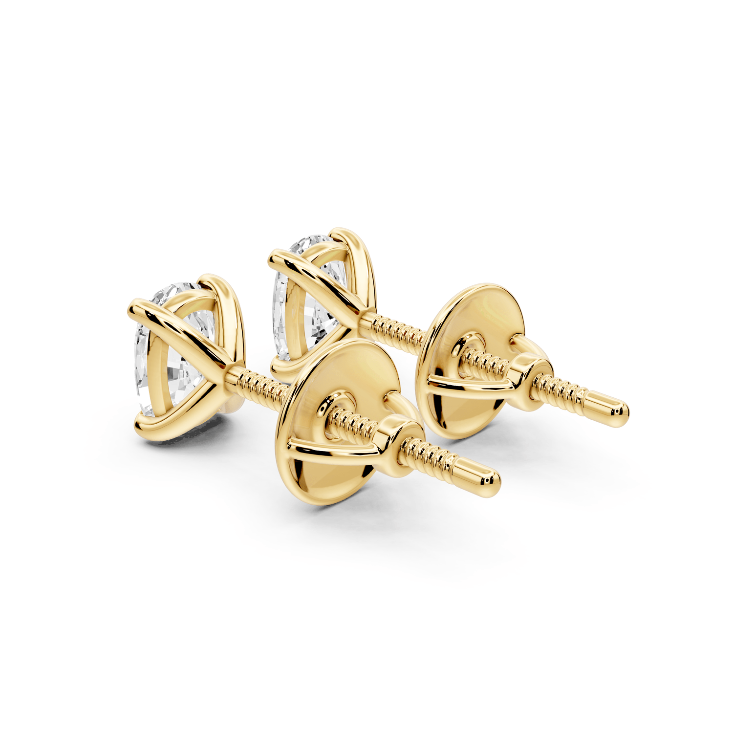Aura - 1ct 14k yellow gold Elgcushion - Cut Diamond Stud Earrings - Mr. Alex Jewelry
