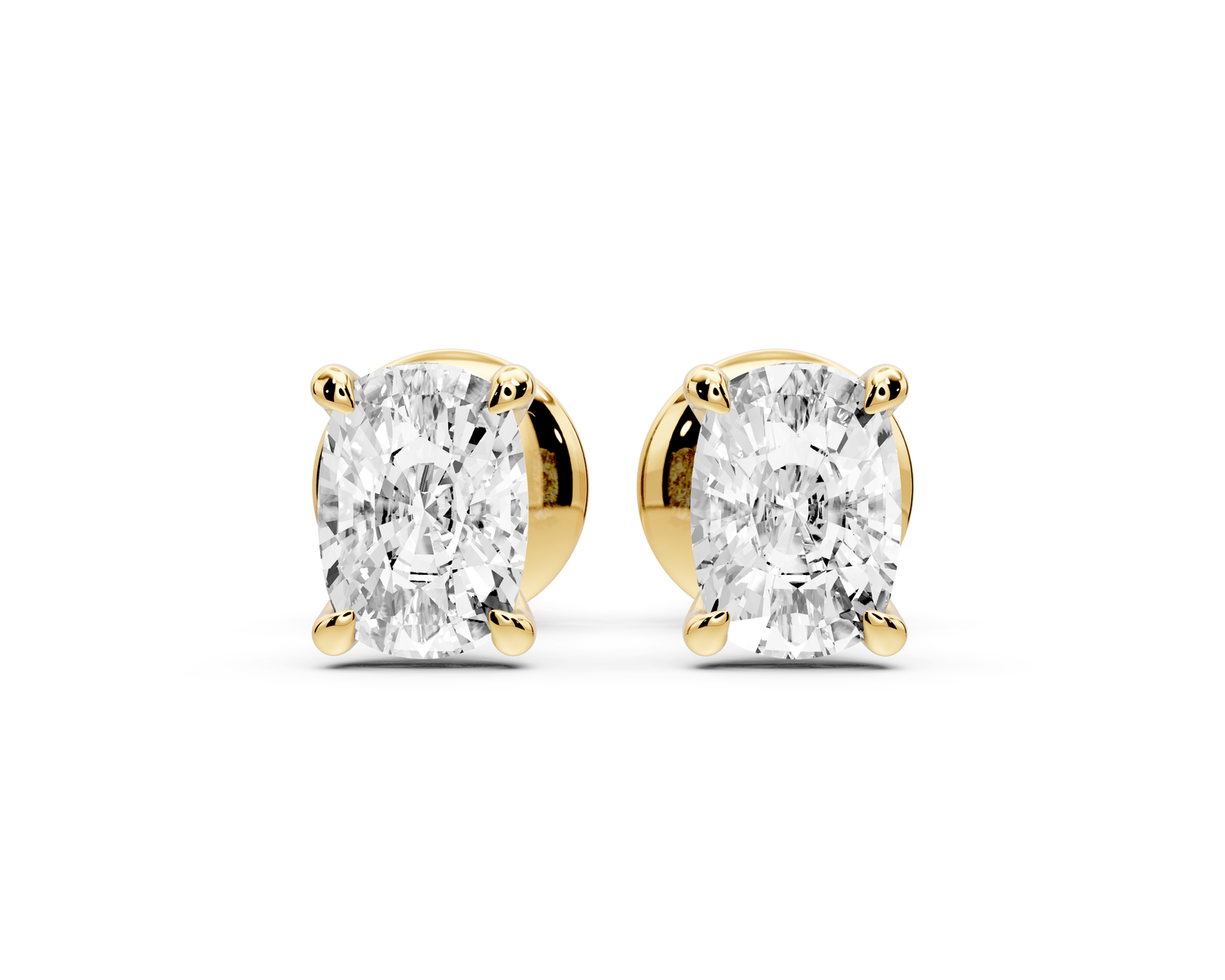 Aura - 1ct 14k yellow gold Elgcushion - Cut Diamond Stud Earrings - Mr. Alex Jewelry