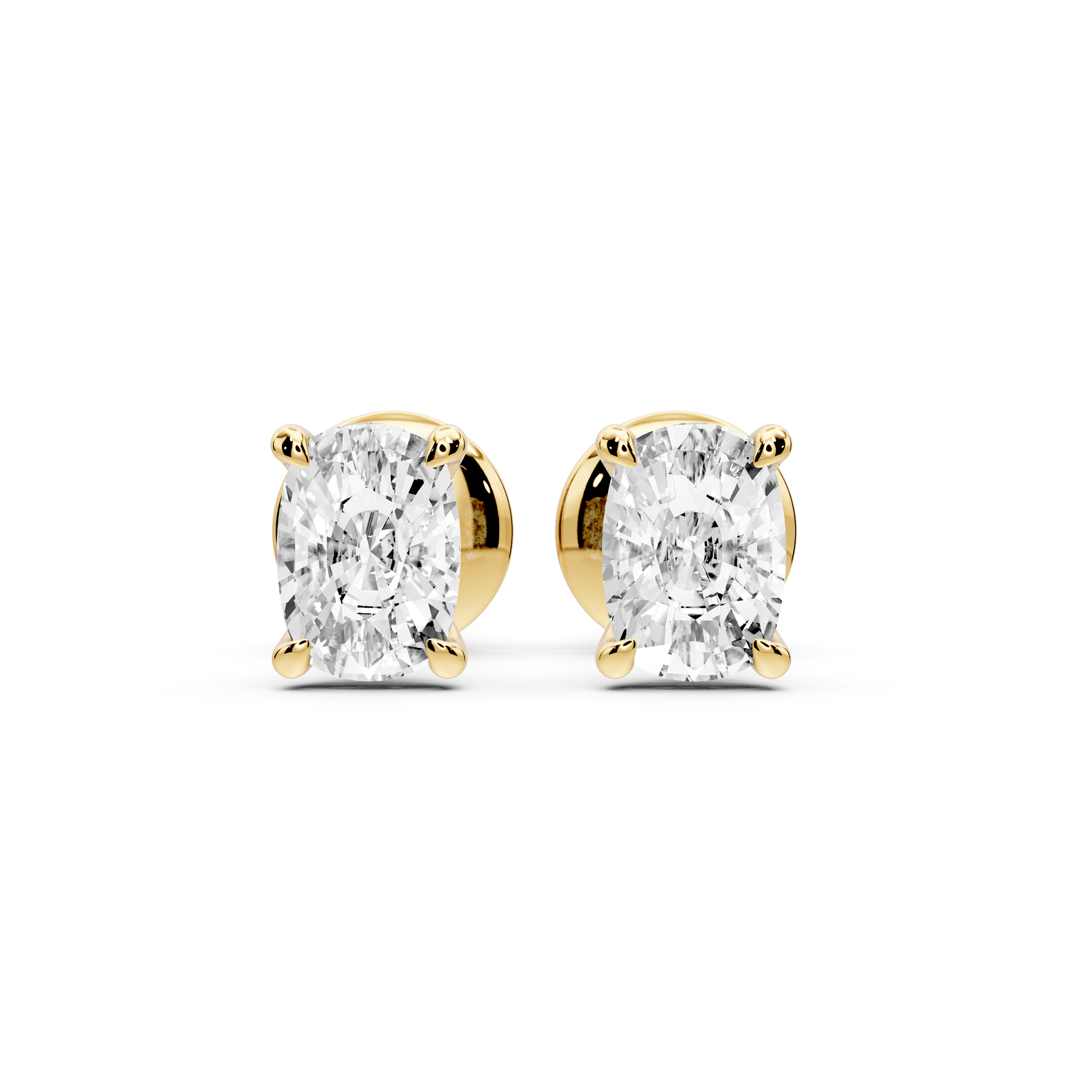 Aura - 1ct 14k yellow gold Elgcushion - Cut Diamond Stud Earrings - Mr. Alex Jewelry