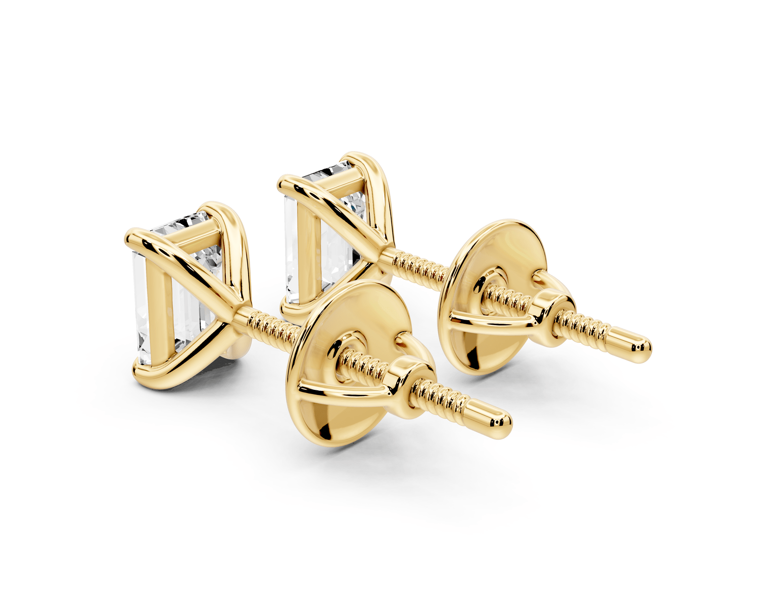 Aura - 1ct 14k yellow gold Emerald - Cut Diamond Stud Earrings - Mr. Alex Jewelry