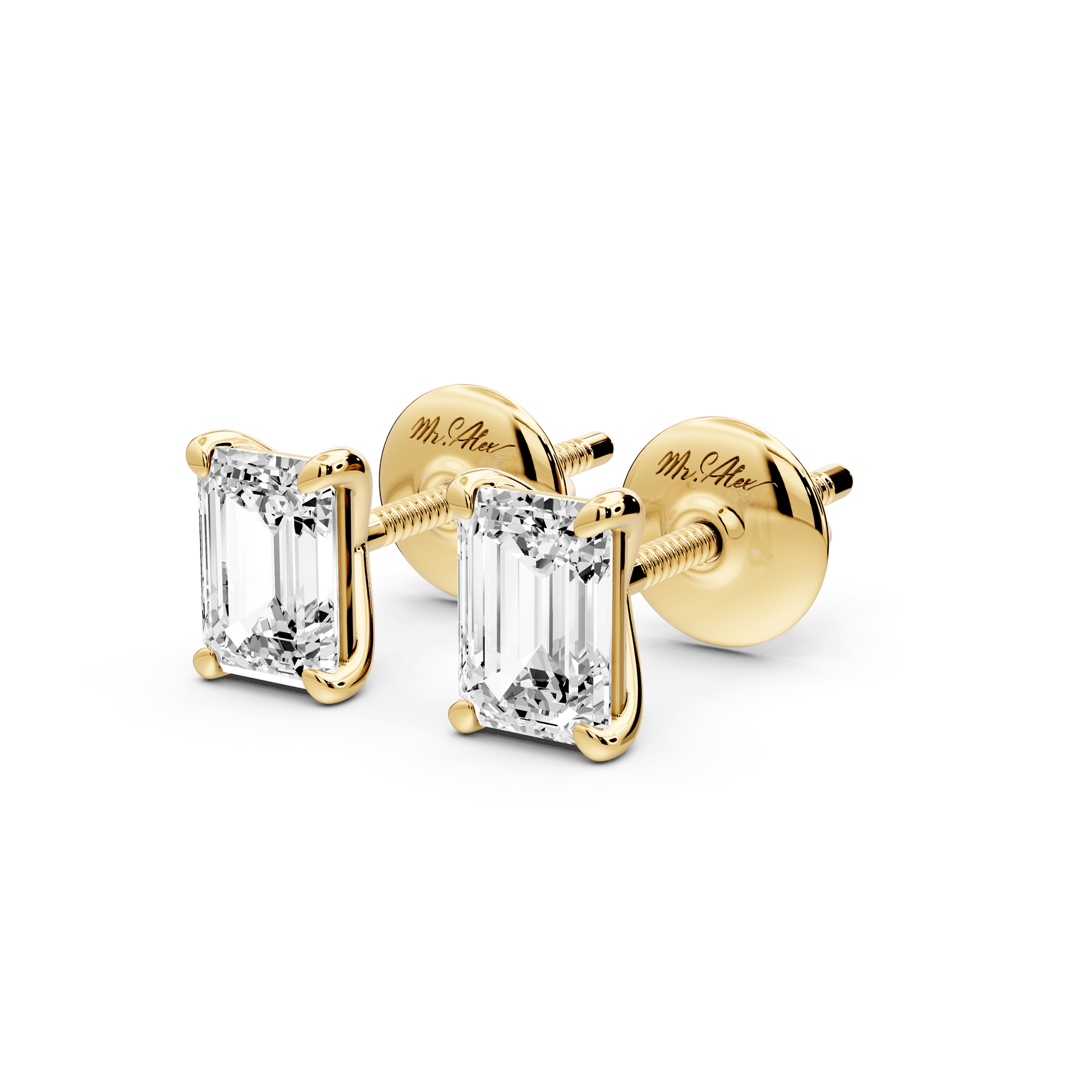 Aura - 1ct 14k yellow gold Emerald - Cut Diamond Stud Earrings - Mr. Alex Jewelry