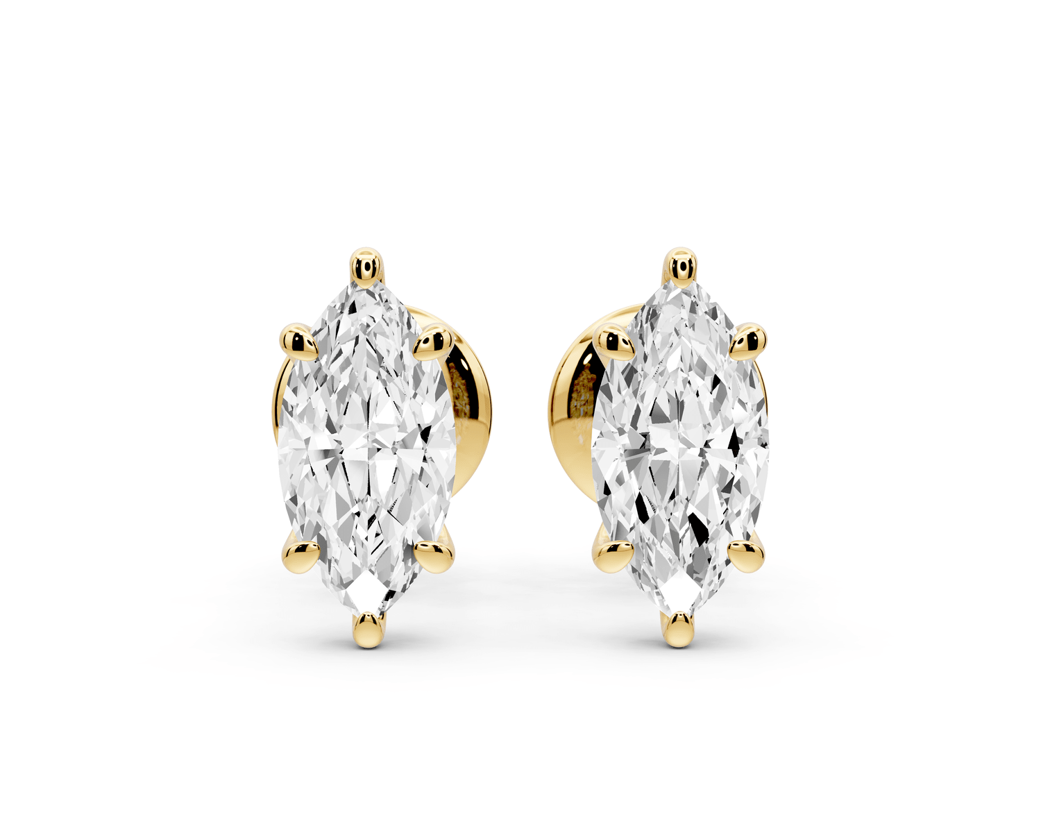 Aura - 1ct 14k yellow gold Marquise - Cut Diamond Stud Earrings - Mr. Alex Jewelry