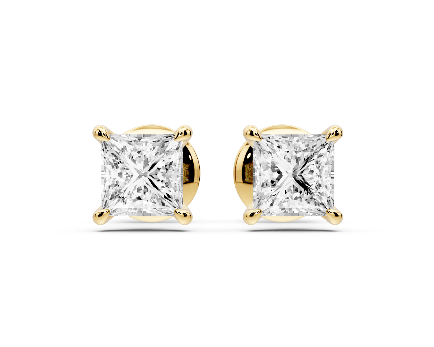 Aura - 1ct 14k yellow gold Princess - Cut Diamond Stud Earrings - Mr. Alex Jewelry