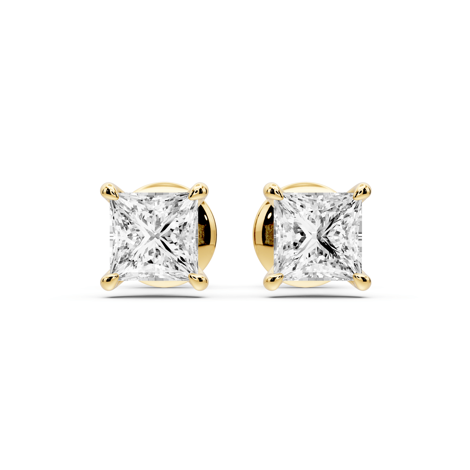 Aura - 1ct 14k yellow gold Princess - Cut Diamond Stud Earrings - Mr. Alex Jewelry