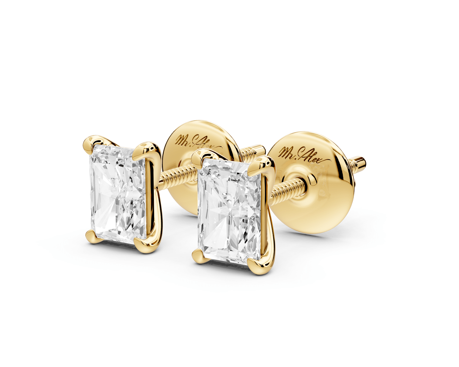 Aura - 1ct 14k yellow gold Radiant - Cut Diamond Stud Earrings - Mr. Alex Jewelry