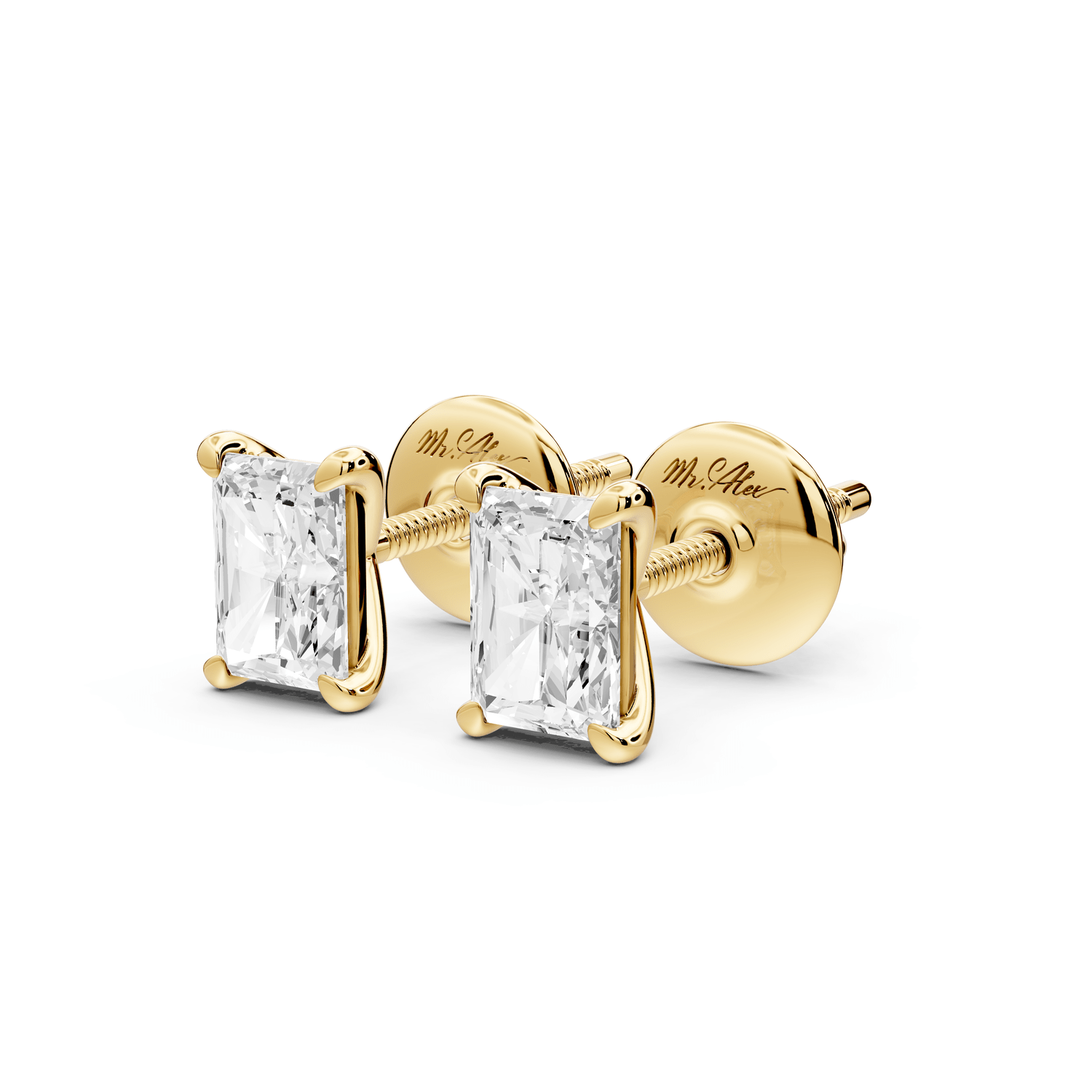 Aura - 1ct 14k yellow gold Radiant - Cut Diamond Stud Earrings - Mr. Alex Jewelry