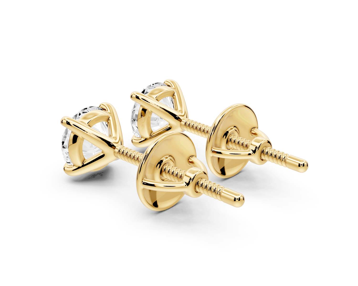 Aura - 1ct 14k yellow gold Round - Cut Diamond Stud Earrings - Mr. Alex Jewelry