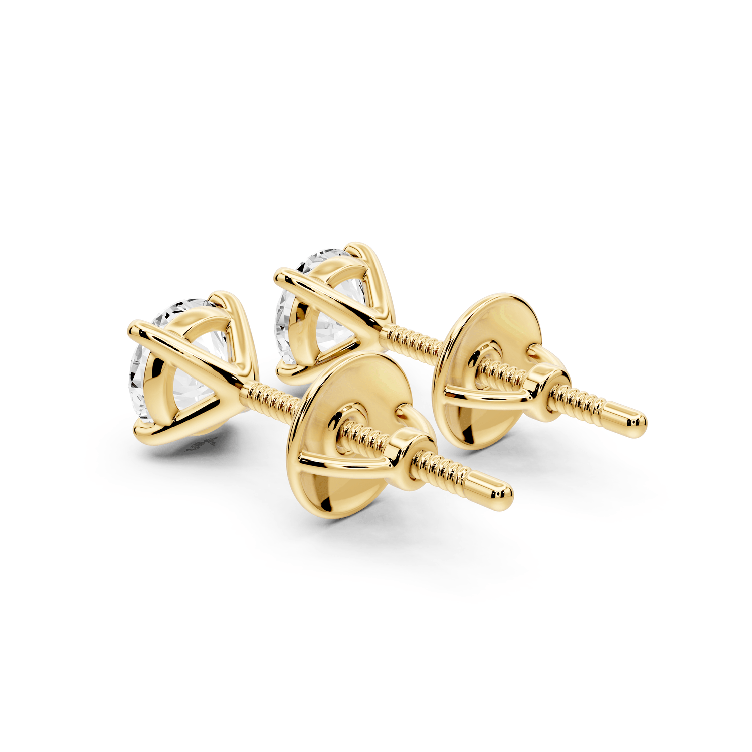 Aura - 1ct 14k yellow gold Round - Cut Diamond Stud Earrings - Mr. Alex Jewelry