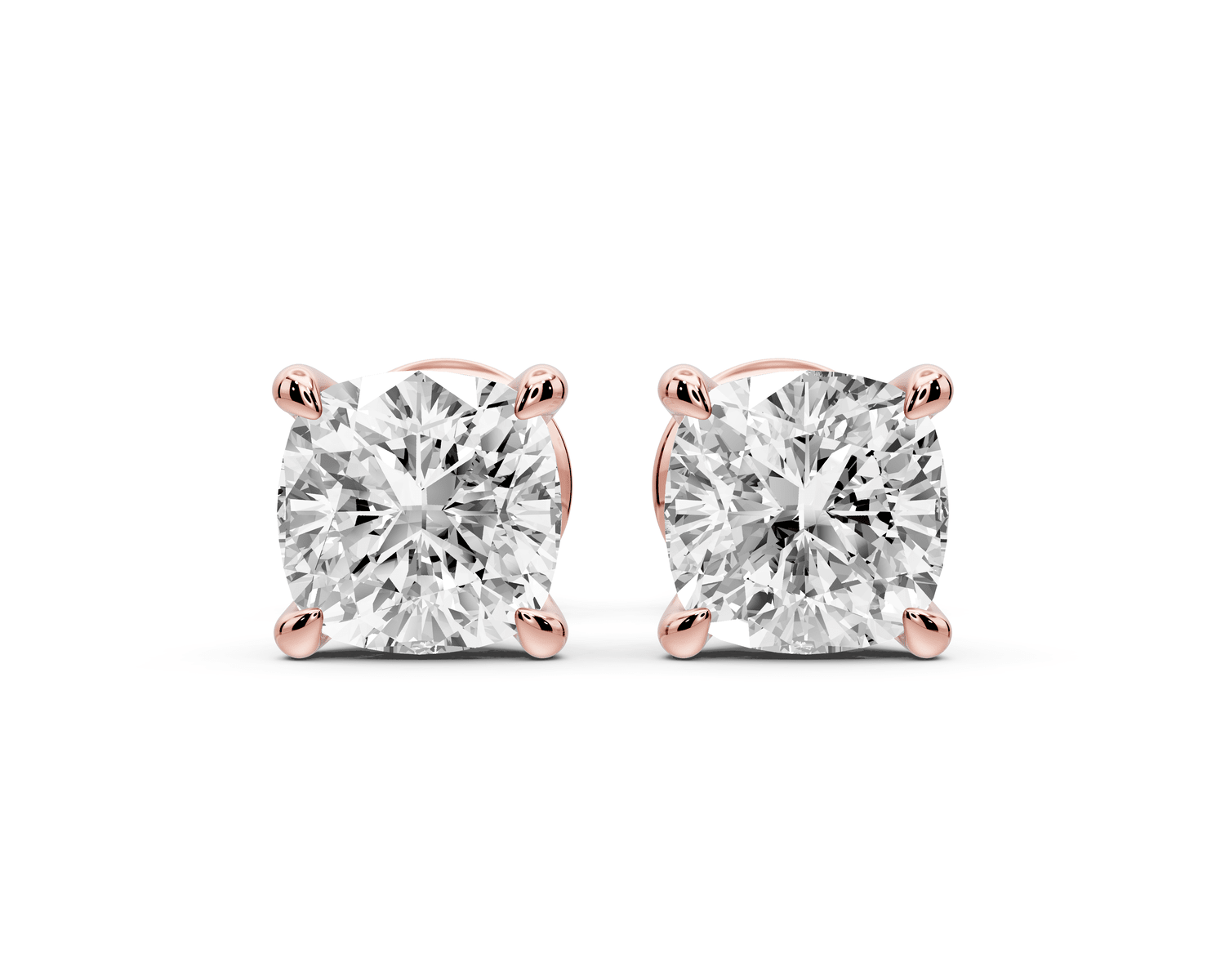 Aura - 2ct 14k rose gold Cushion - Cut Diamond Stud Earrings - Mr. Alex Jewelry