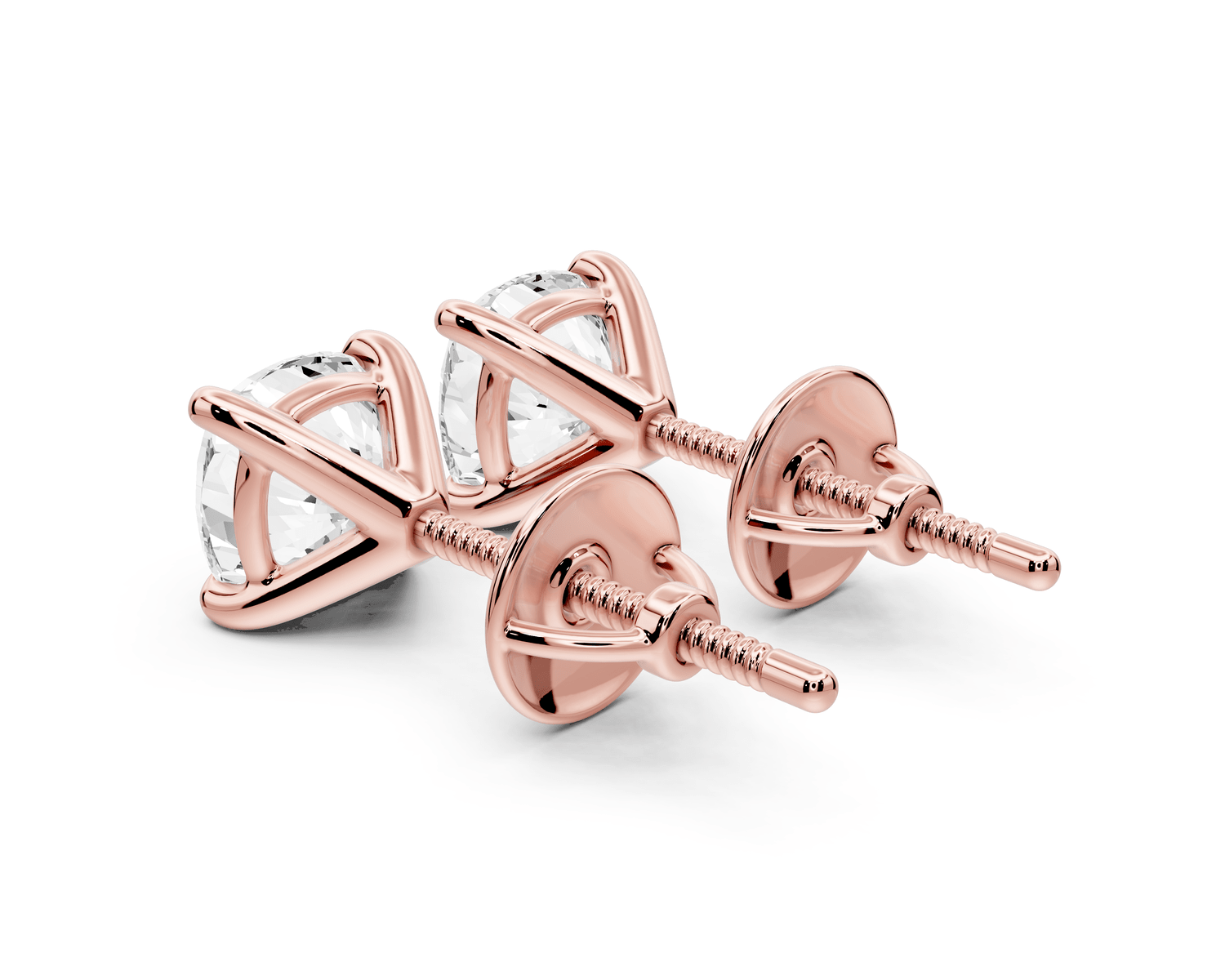 Aura - 2ct 14k rose gold Cushion - Cut Diamond Stud Earrings - Mr. Alex Jewelry
