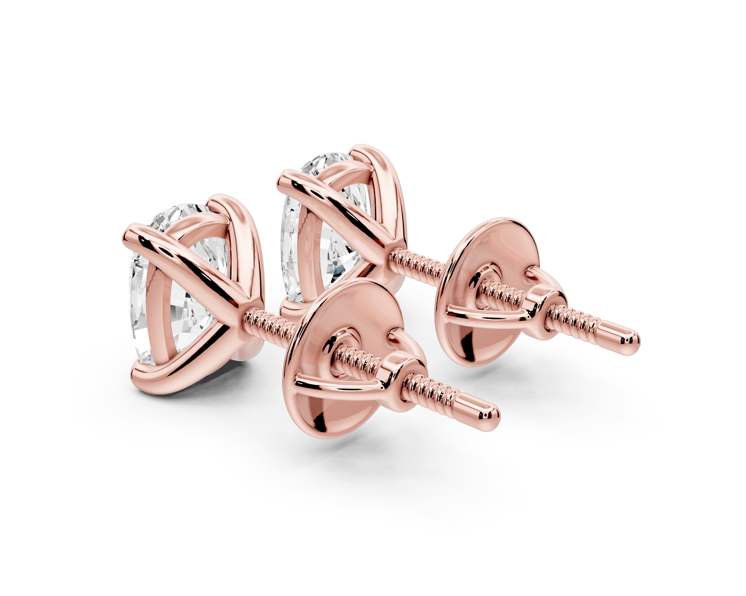 Aura - 2ct 14k rose gold Elgcushion - Cut Diamond Stud Earrings - Mr. Alex Jewelry