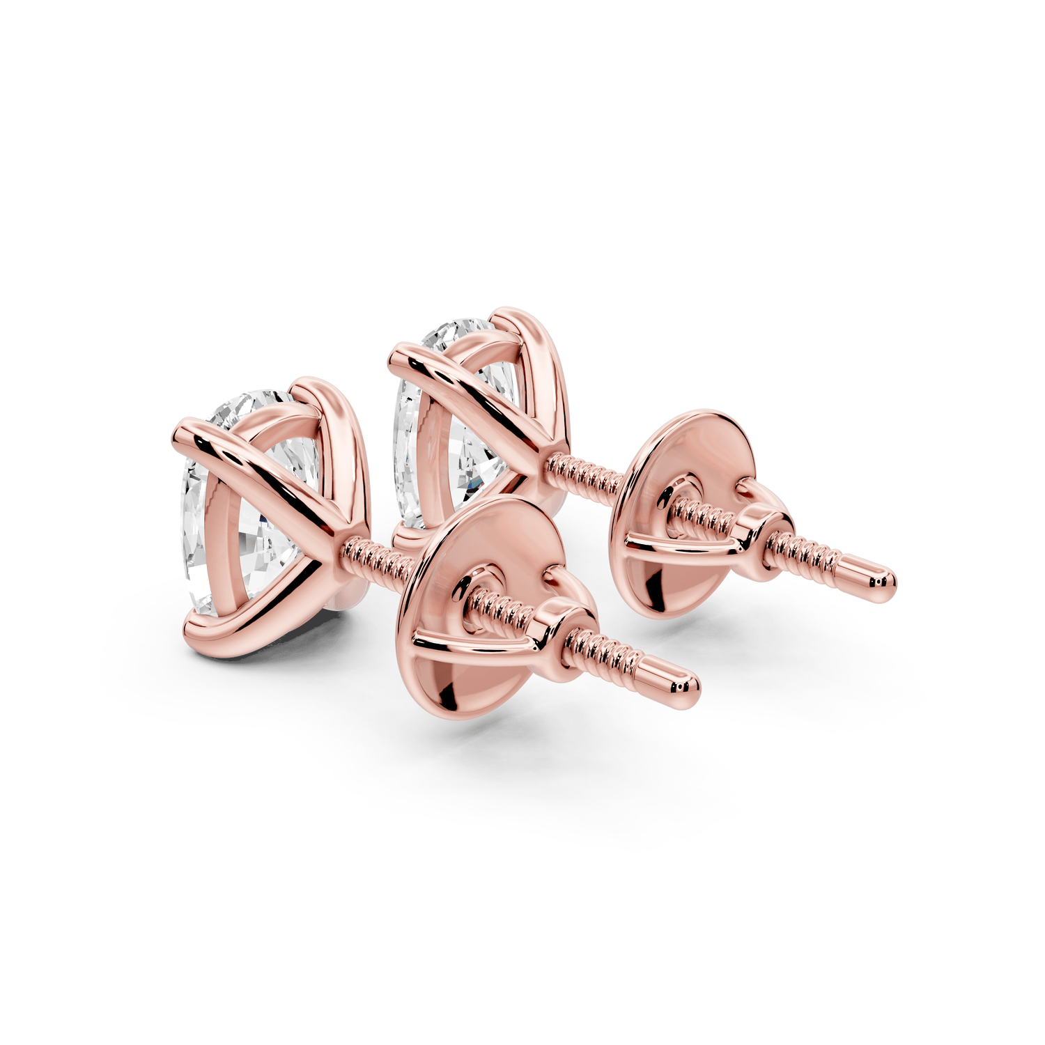 Aura - 2ct 14k rose gold Elgcushion - Cut Diamond Stud Earrings - Mr. Alex Jewelry