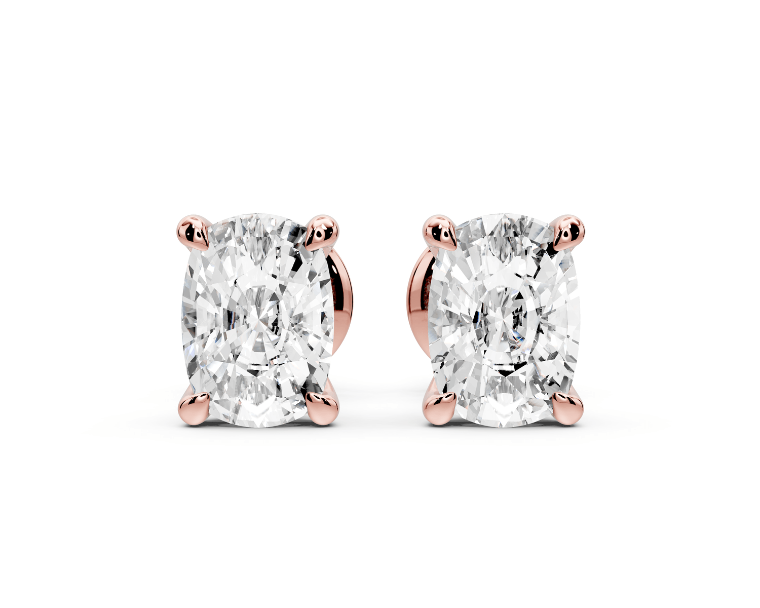 Aura - 2ct 14k rose gold Elgcushion - Cut Diamond Stud Earrings - Mr. Alex Jewelry