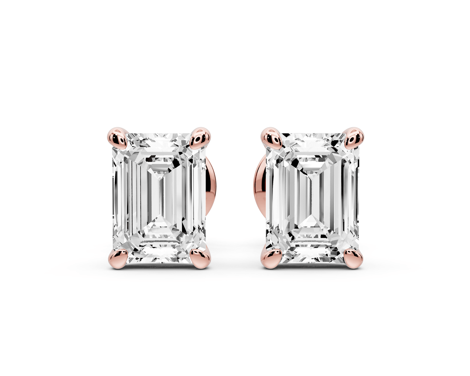 Aura - 2ct 14k rose gold Emerald - Cut Diamond Stud Earrings - Mr. Alex Jewelry