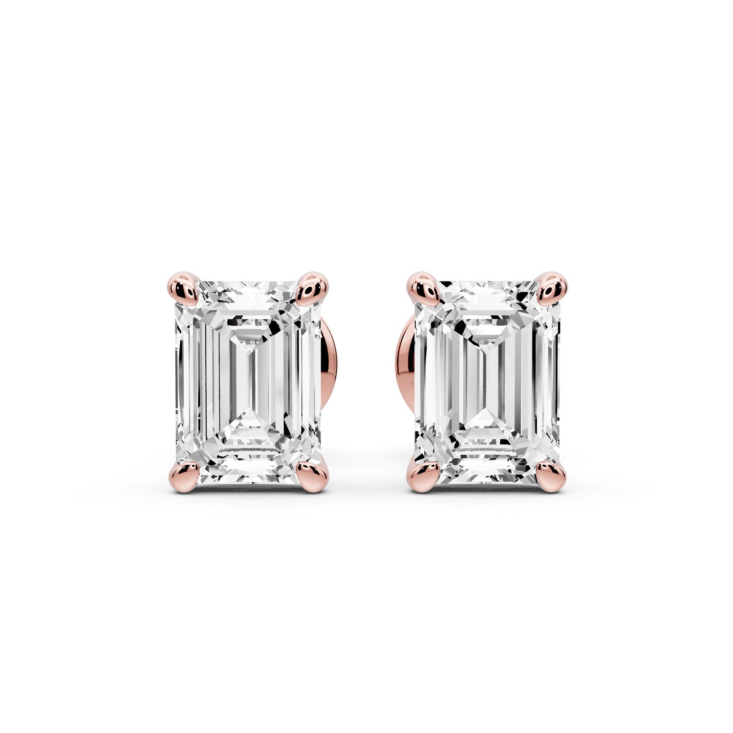 Aura - 2ct 14k rose gold Emerald - Cut Diamond Stud Earrings - Mr. Alex Jewelry