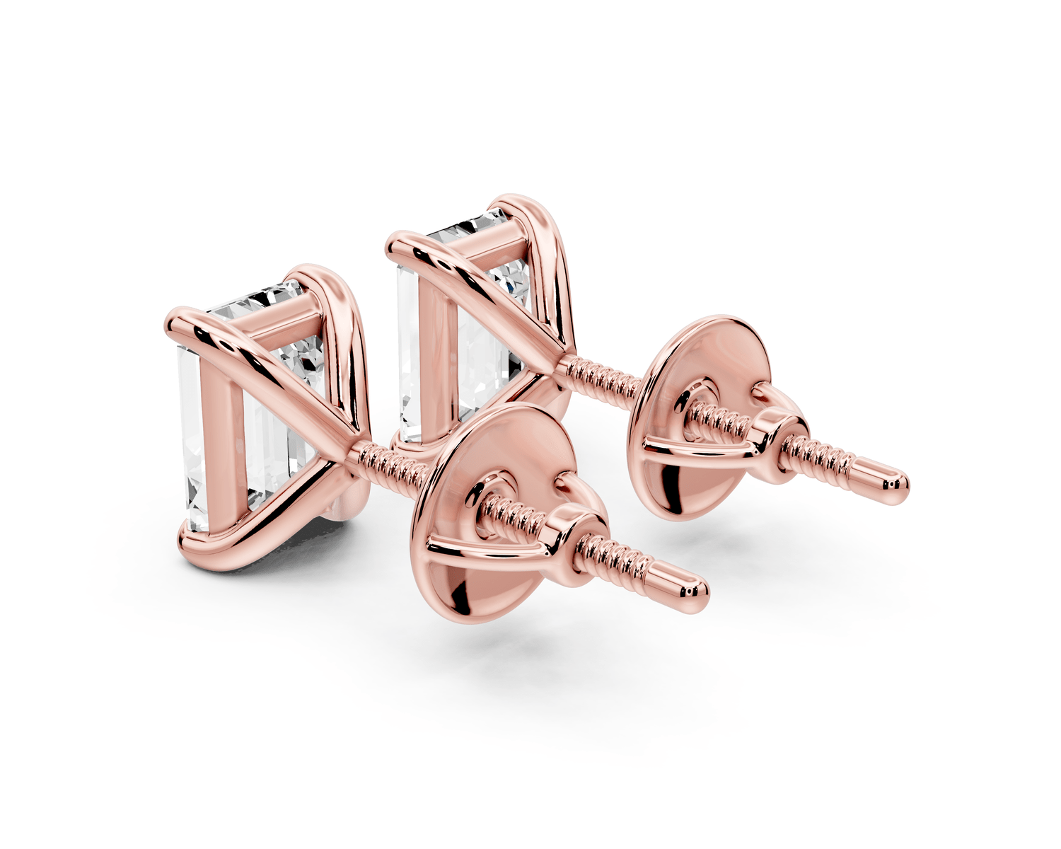 Aura - 2ct 14k rose gold Emerald - Cut Diamond Stud Earrings - Mr. Alex Jewelry