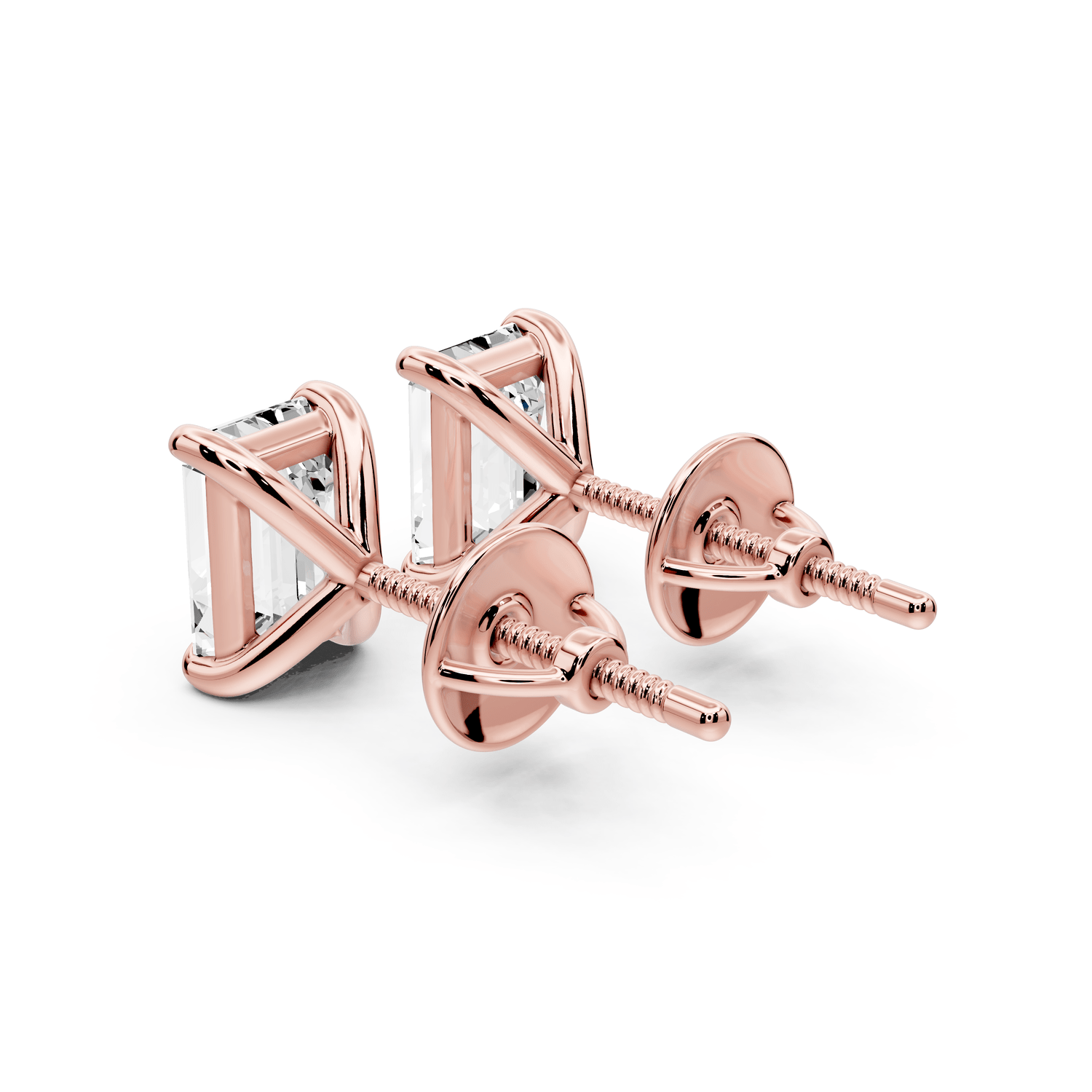 Aura - 2ct 14k rose gold Emerald - Cut Diamond Stud Earrings - Mr. Alex Jewelry