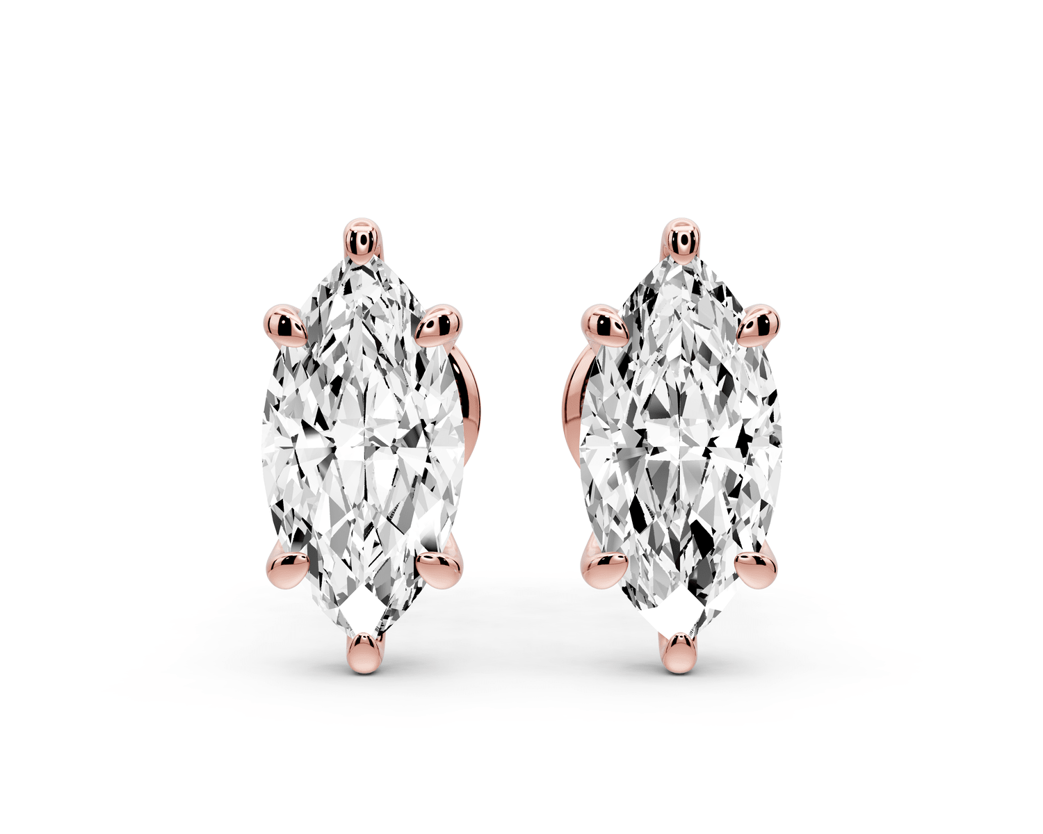 Aura - 2ct 14k rose gold Marquise - Cut Diamond Stud Earrings - Mr. Alex Jewelry