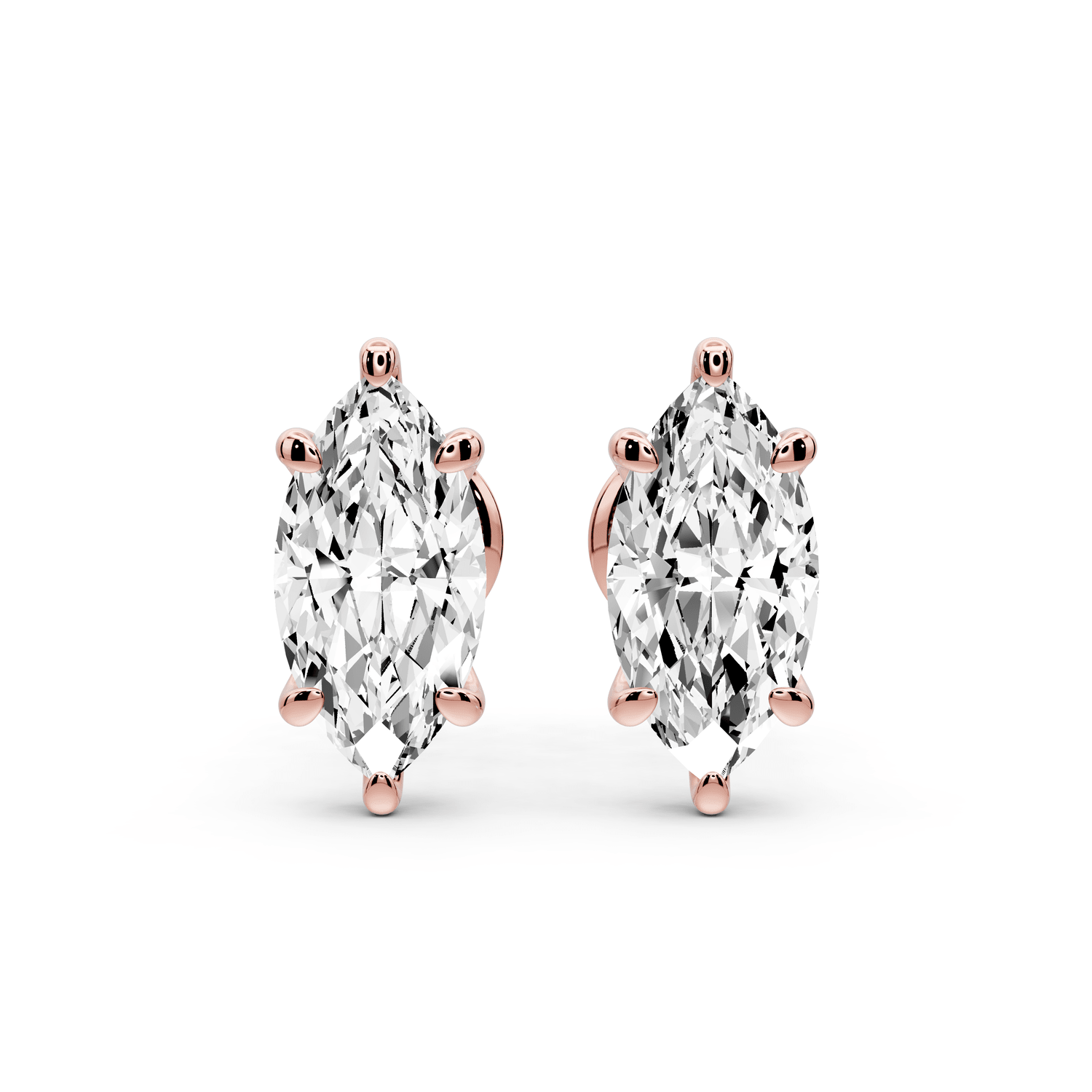 Aura - 2ct 14k rose gold Marquise - Cut Diamond Stud Earrings - Mr. Alex Jewelry