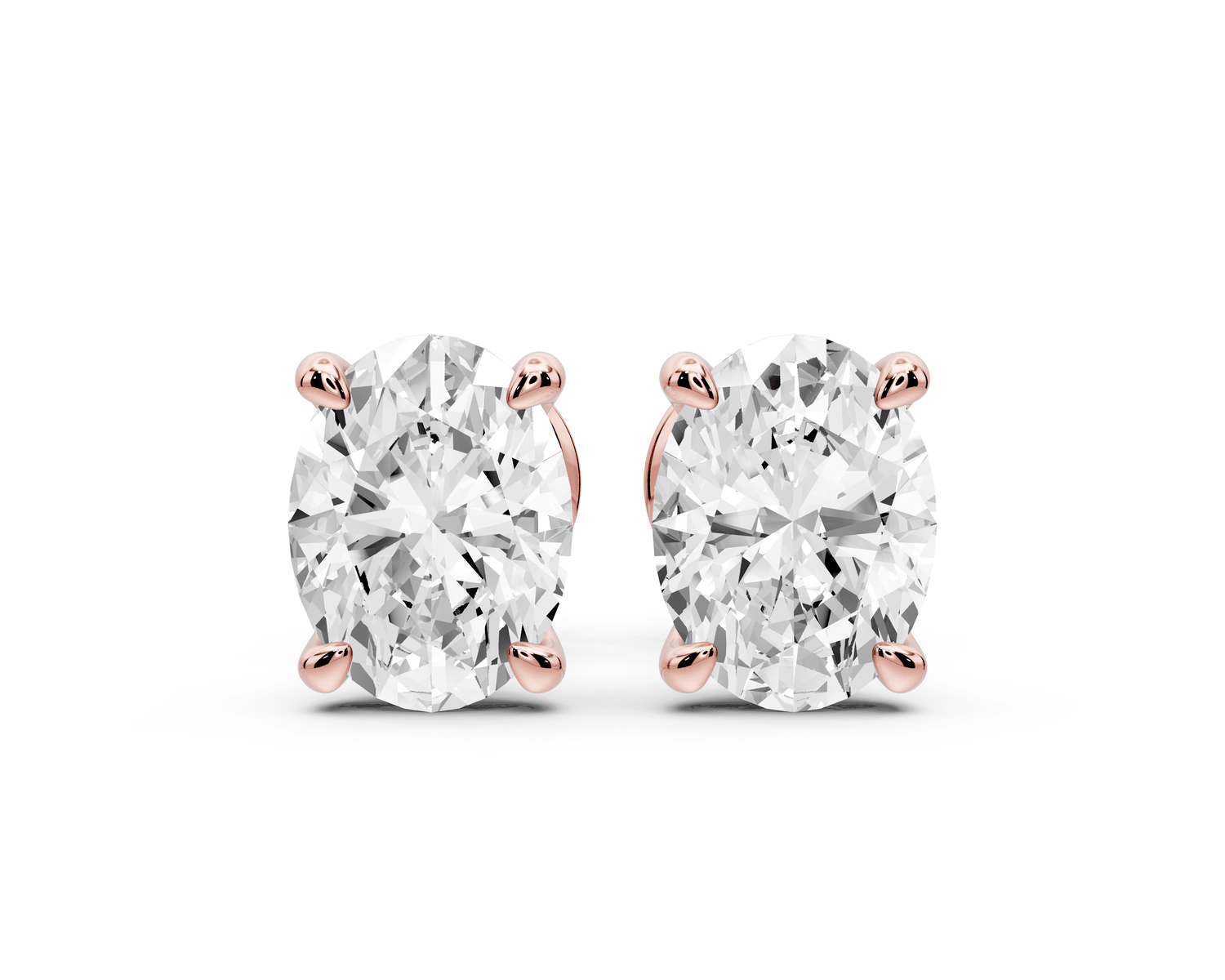 Aura - 2ct 14k rose gold Oval - Cut Diamond Stud Earrings - Mr. Alex Jewelry
