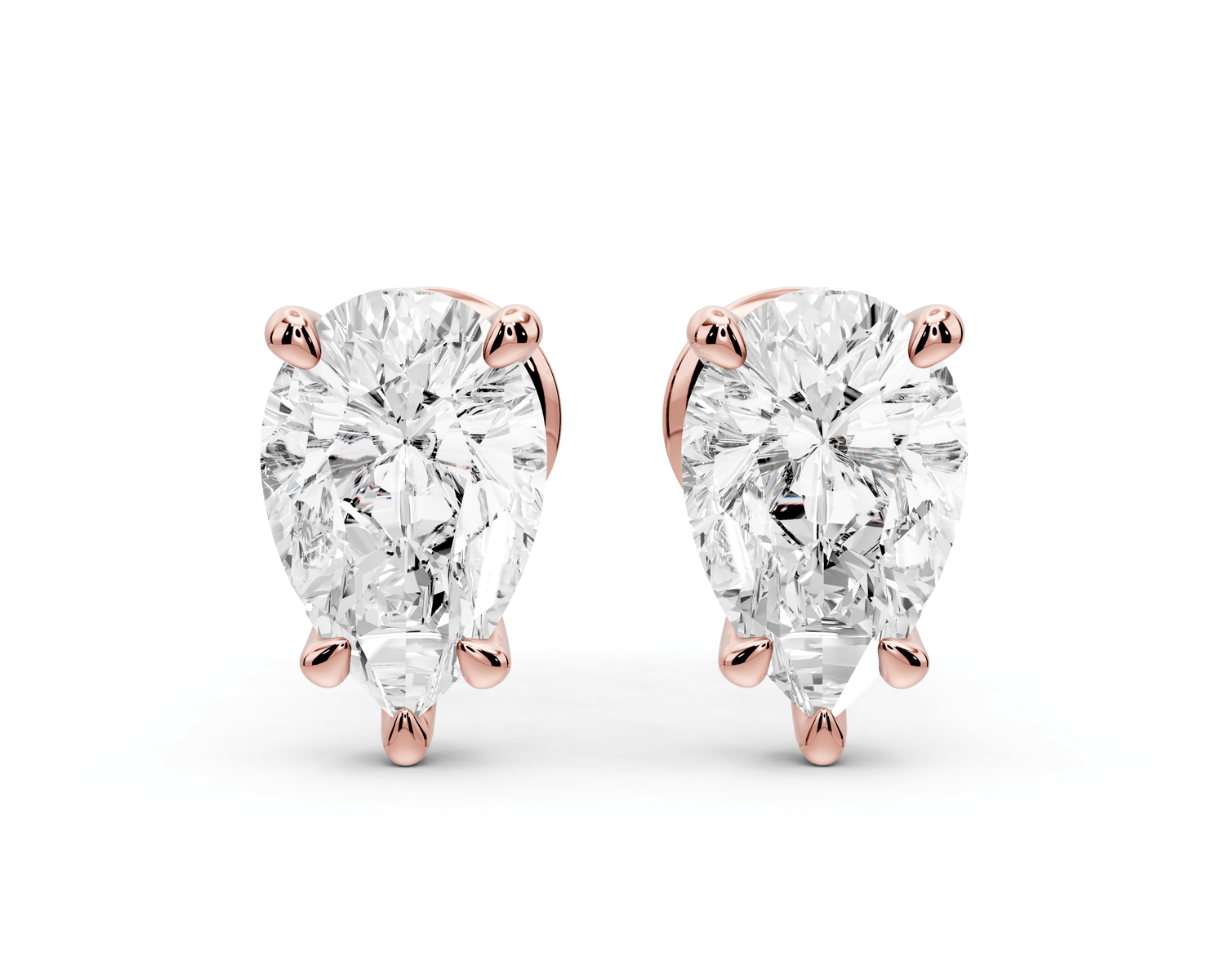 Aura - 2ct 14k rose gold Pear - Cut Diamond Stud Earrings - Mr. Alex Jewelry