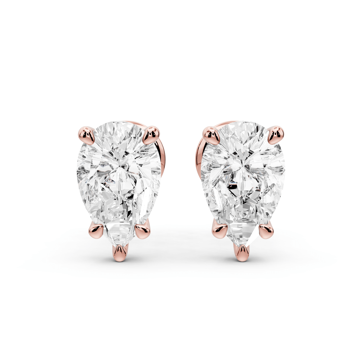 Aura - 2ct 14k rose gold Pear - Cut Diamond Stud Earrings - Mr. Alex Jewelry