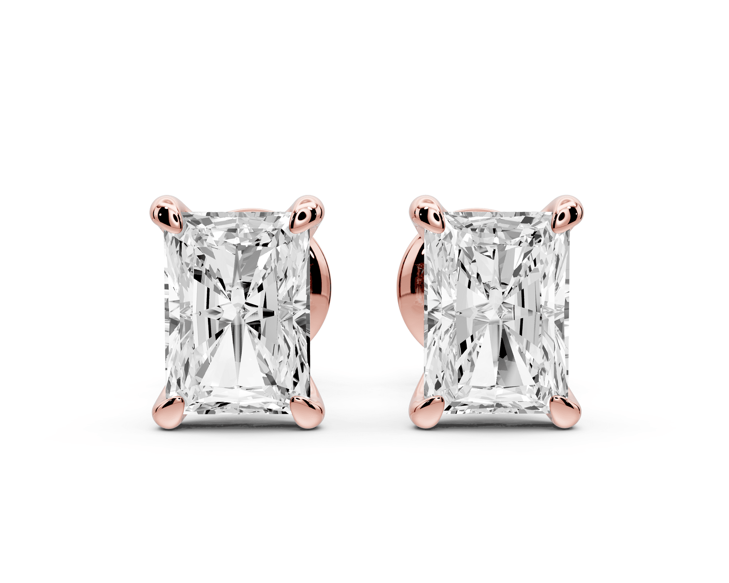 Aura - 2ct 14k rose gold Radiant - Cut Diamond Stud Earrings - Mr. Alex Jewelry
