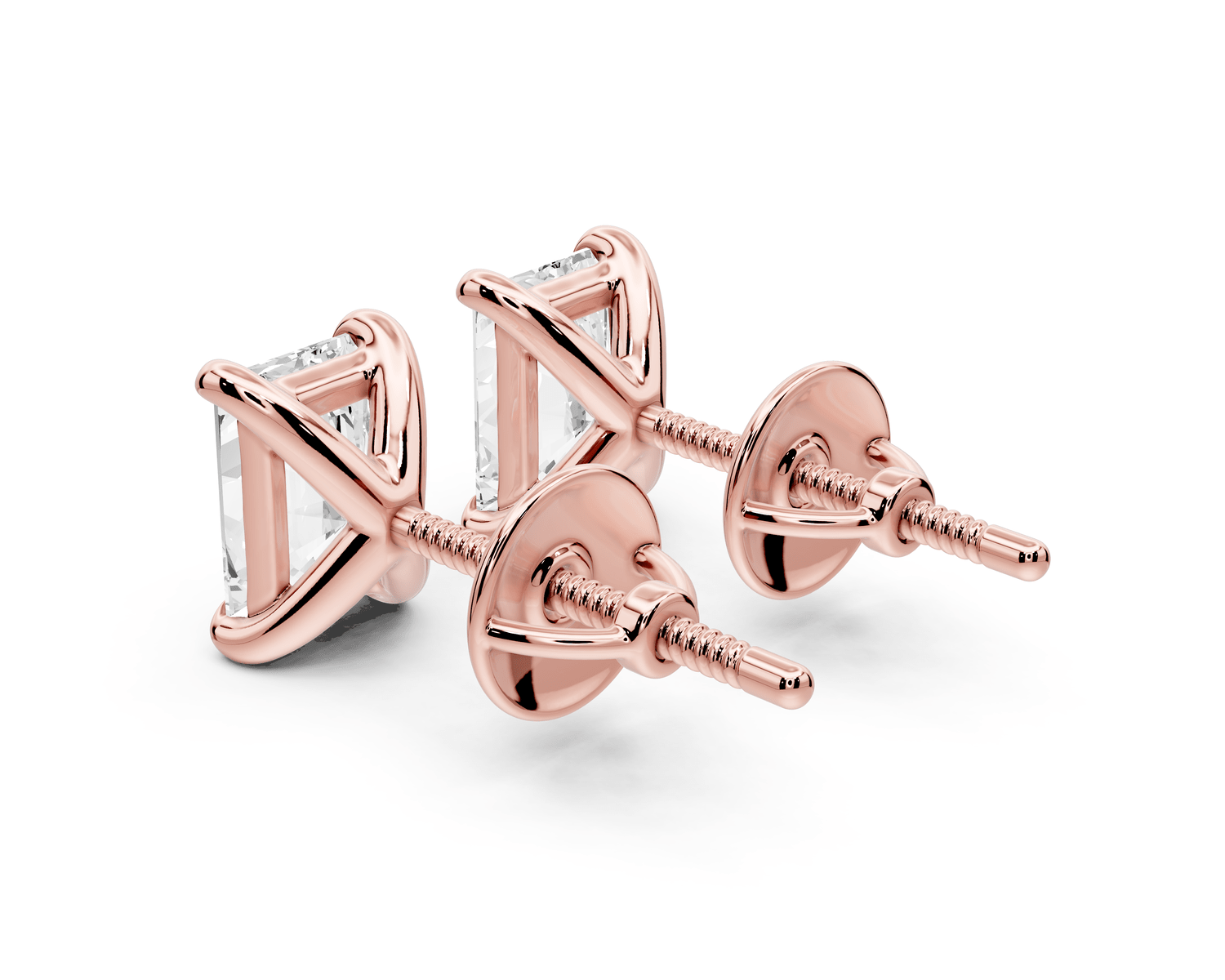 Aura - 2ct 14k rose gold Radiant - Cut Diamond Stud Earrings - Mr. Alex Jewelry