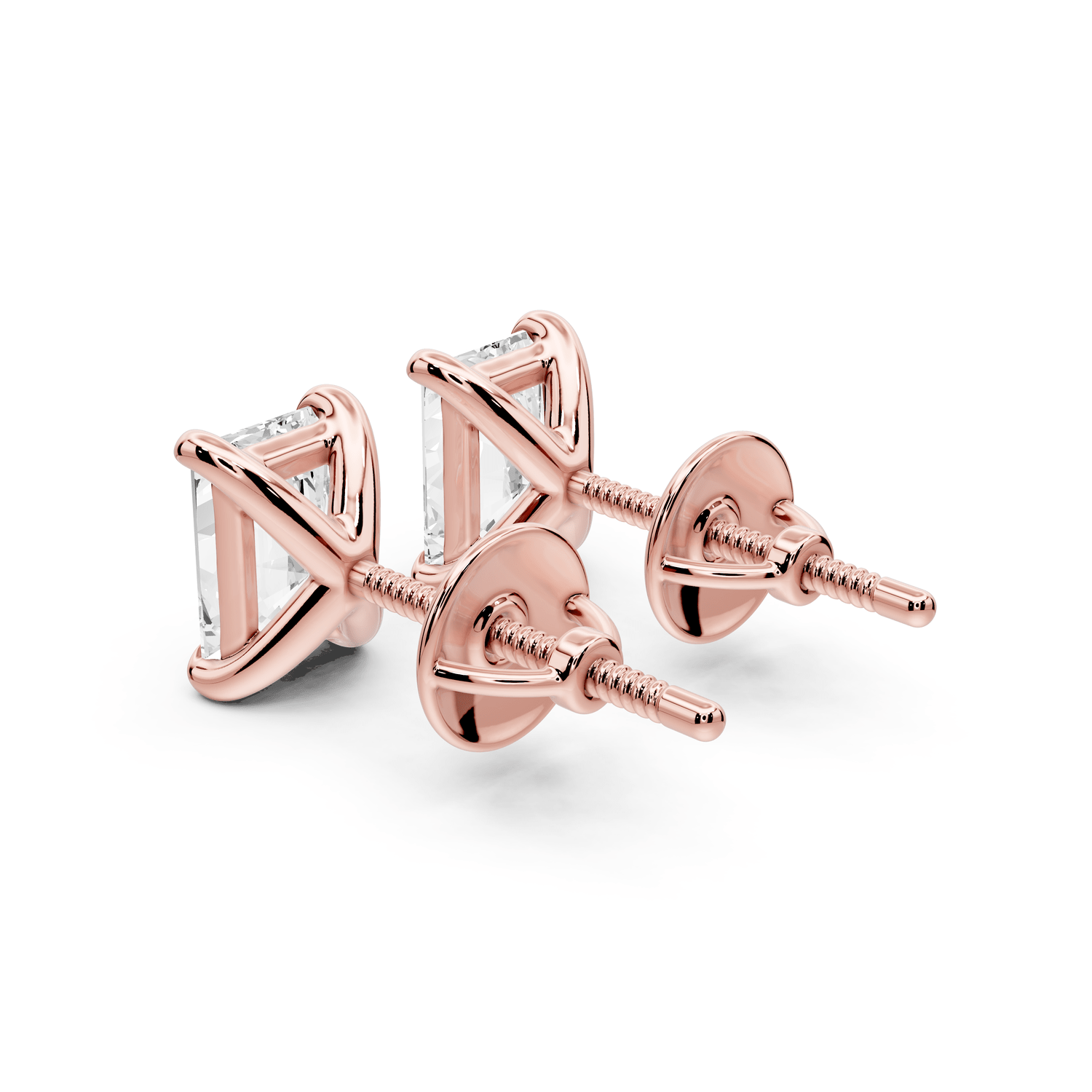 Aura - 2ct 14k rose gold Radiant - Cut Diamond Stud Earrings - Mr. Alex Jewelry