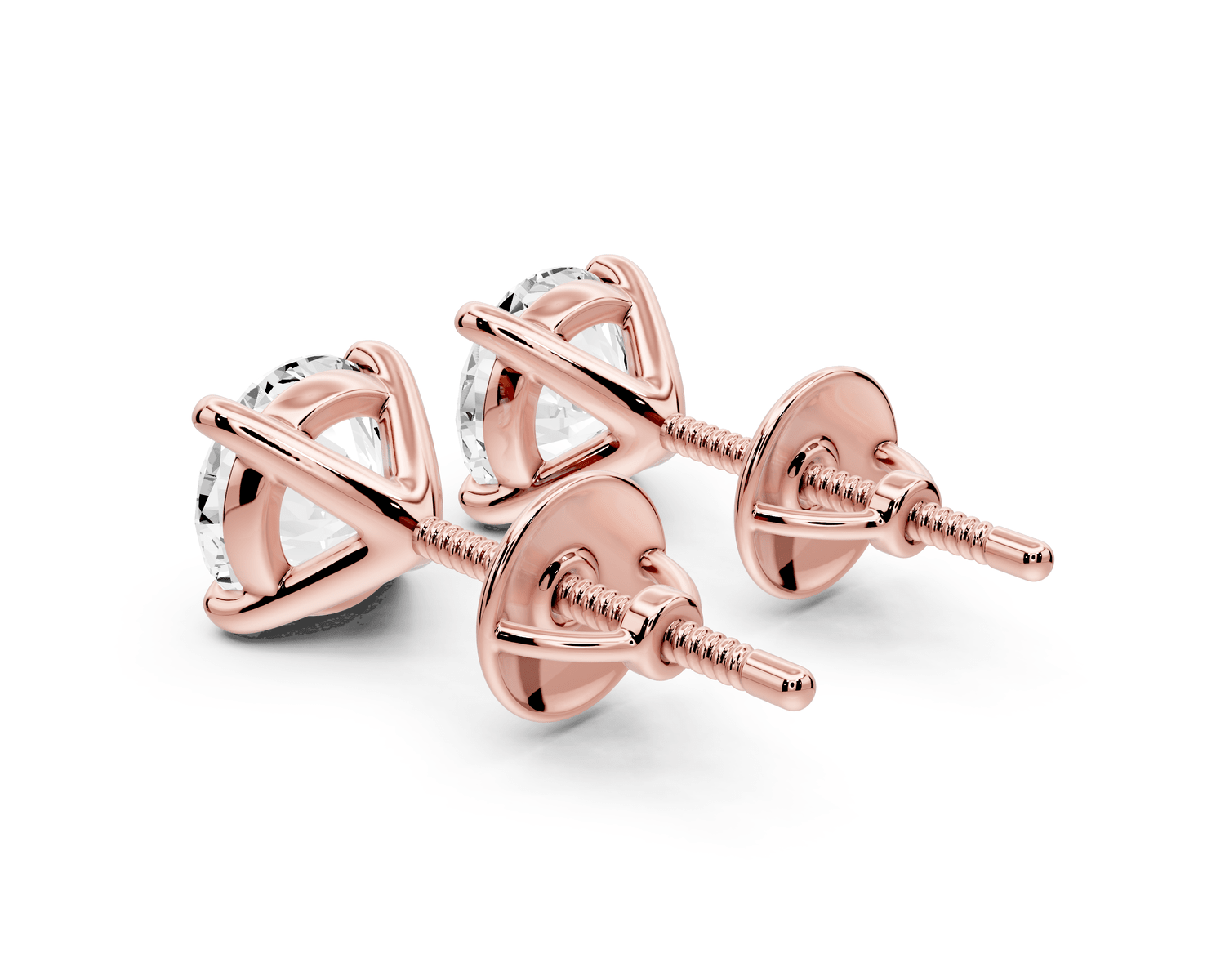 Aura - 2ct 14k rose gold Round - Cut Diamond Stud Earrings - Mr. Alex Jewelry