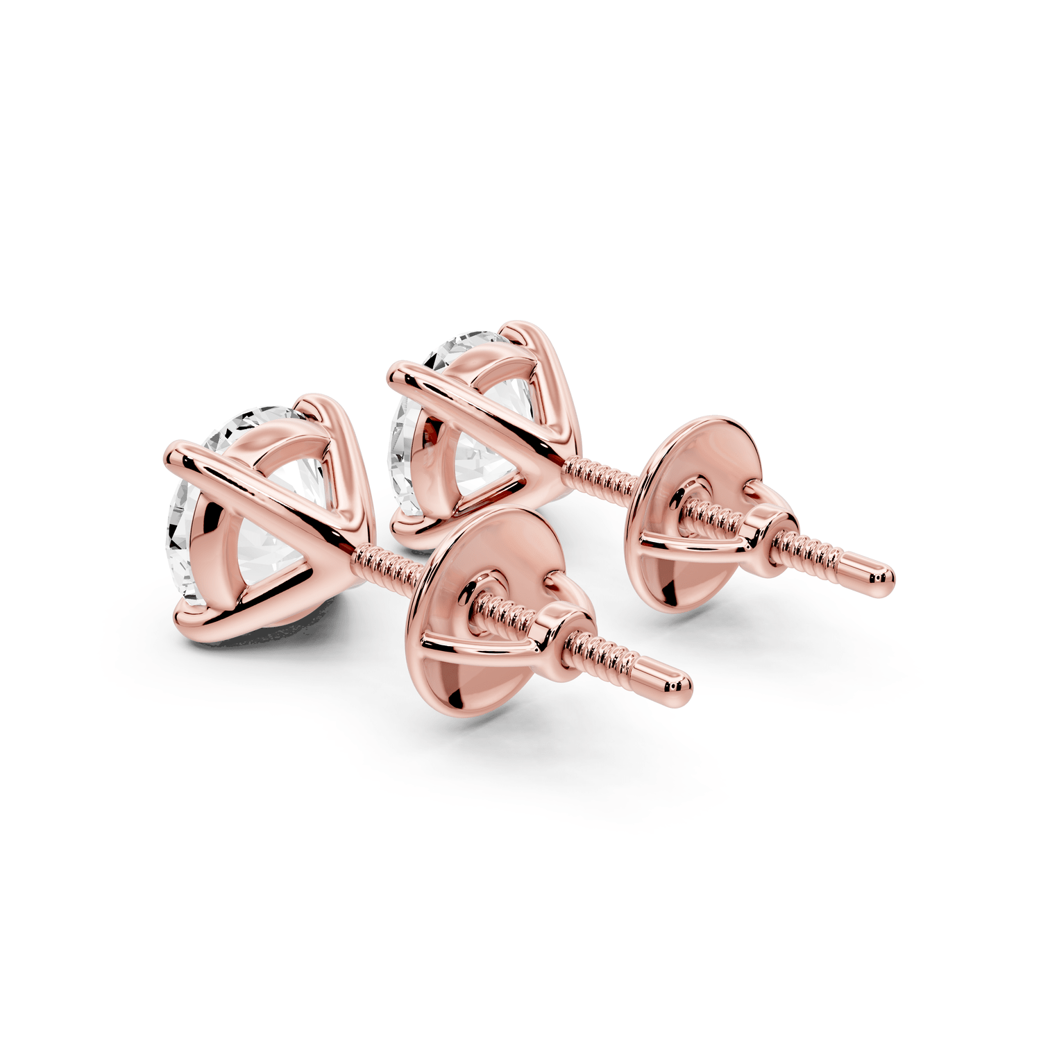 Aura - 2ct 14k rose gold Round - Cut Diamond Stud Earrings - Mr. Alex Jewelry