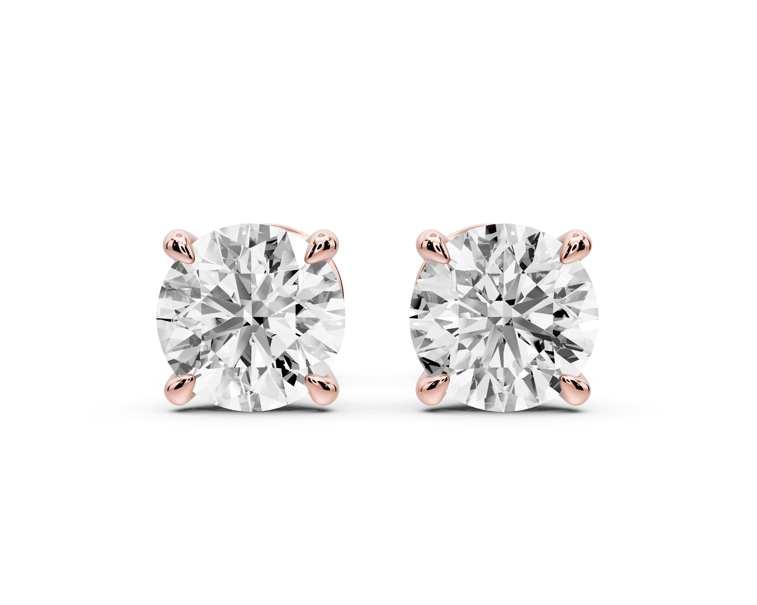 Aura - 2ct 14k rose gold Round - Cut Diamond Stud Earrings - Mr. Alex Jewelry