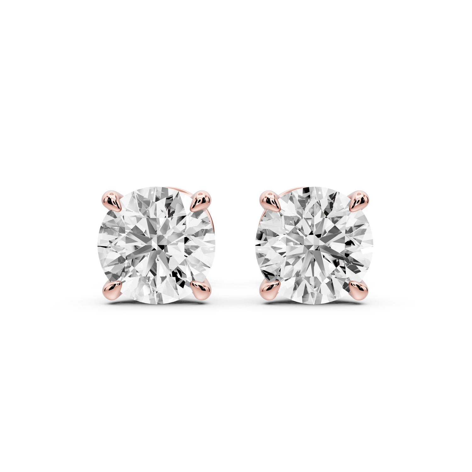 Aura - 2ct 14k rose gold Round - Cut Diamond Stud Earrings - Mr. Alex Jewelry