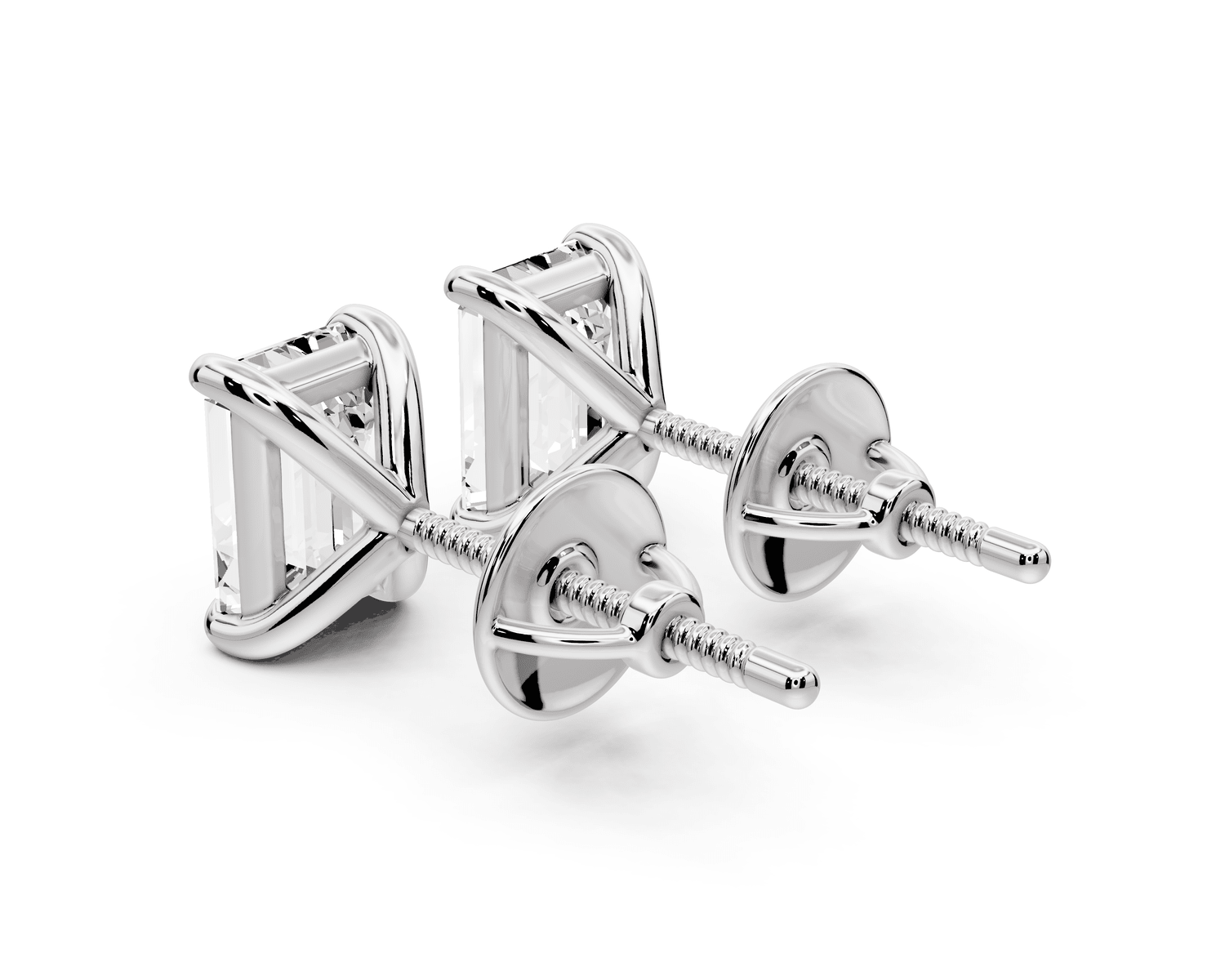 Aura - 2ct 14k white gold Emerald - Cut Diamond Stud Earrings - Mr. Alex Jewelry