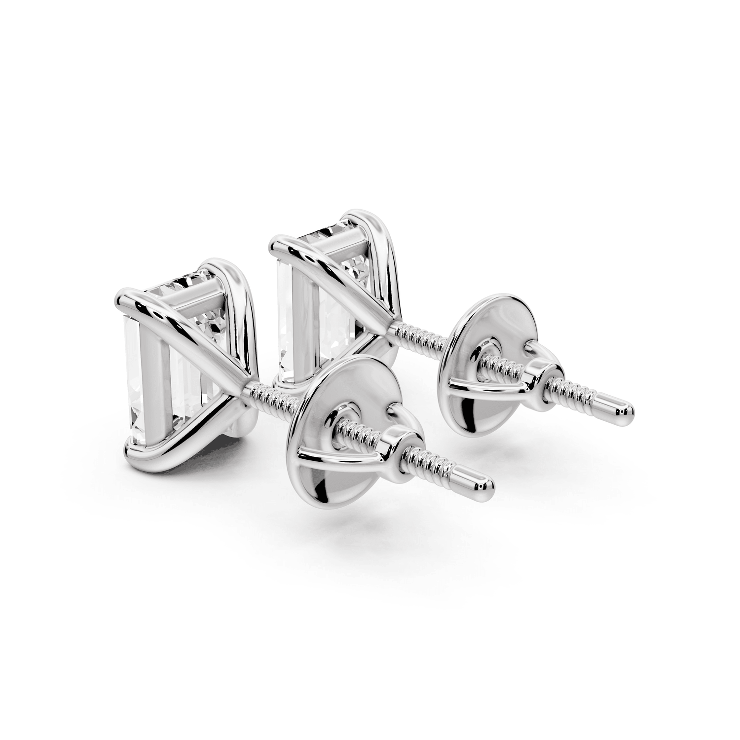 Aura - 2ct 14k white gold Emerald - Cut Diamond Stud Earrings - Mr. Alex Jewelry